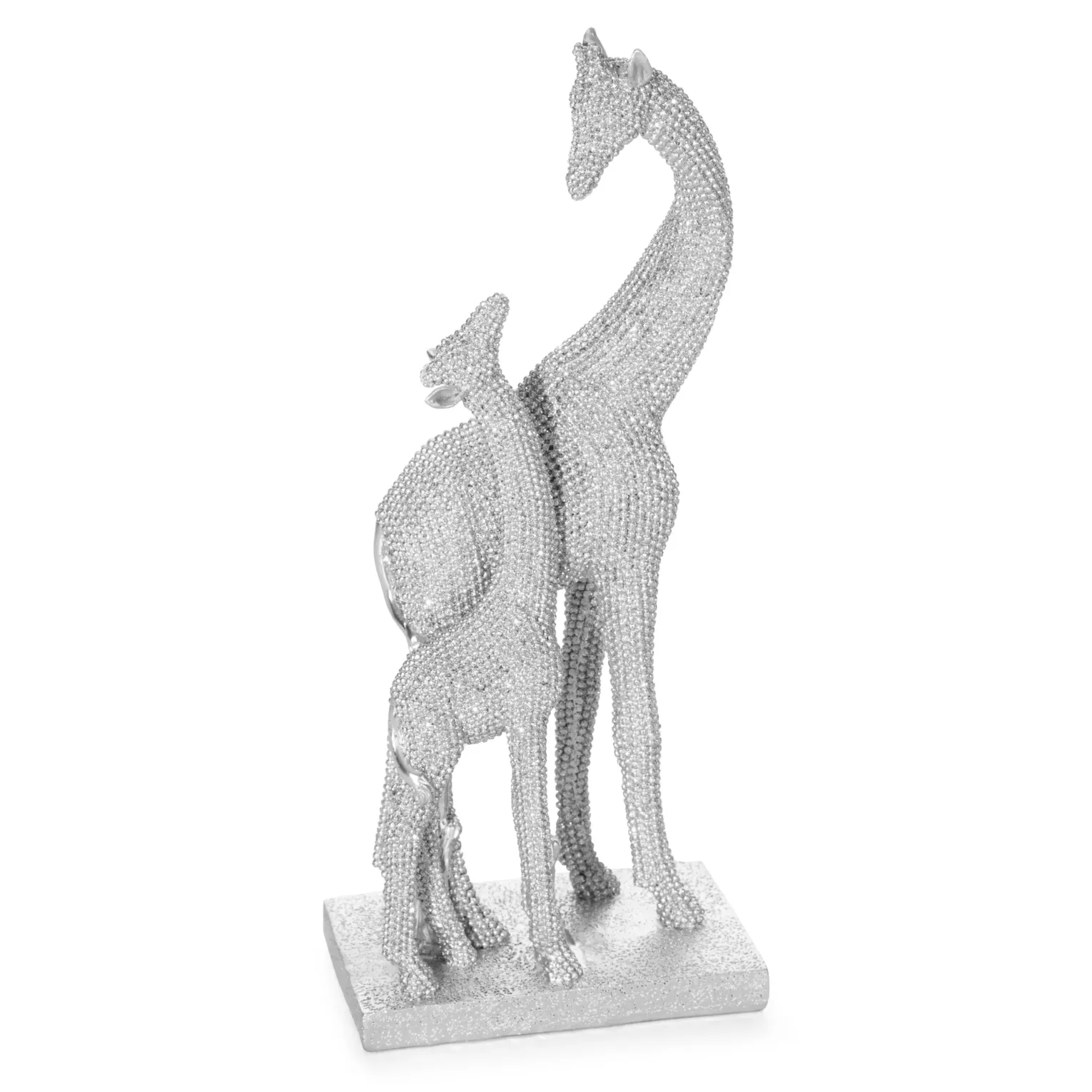 Figurka srebrna żyrafa o drobnym strukturalnym wzorze 11x7x27 cm ELDO 1 Eurofirany
