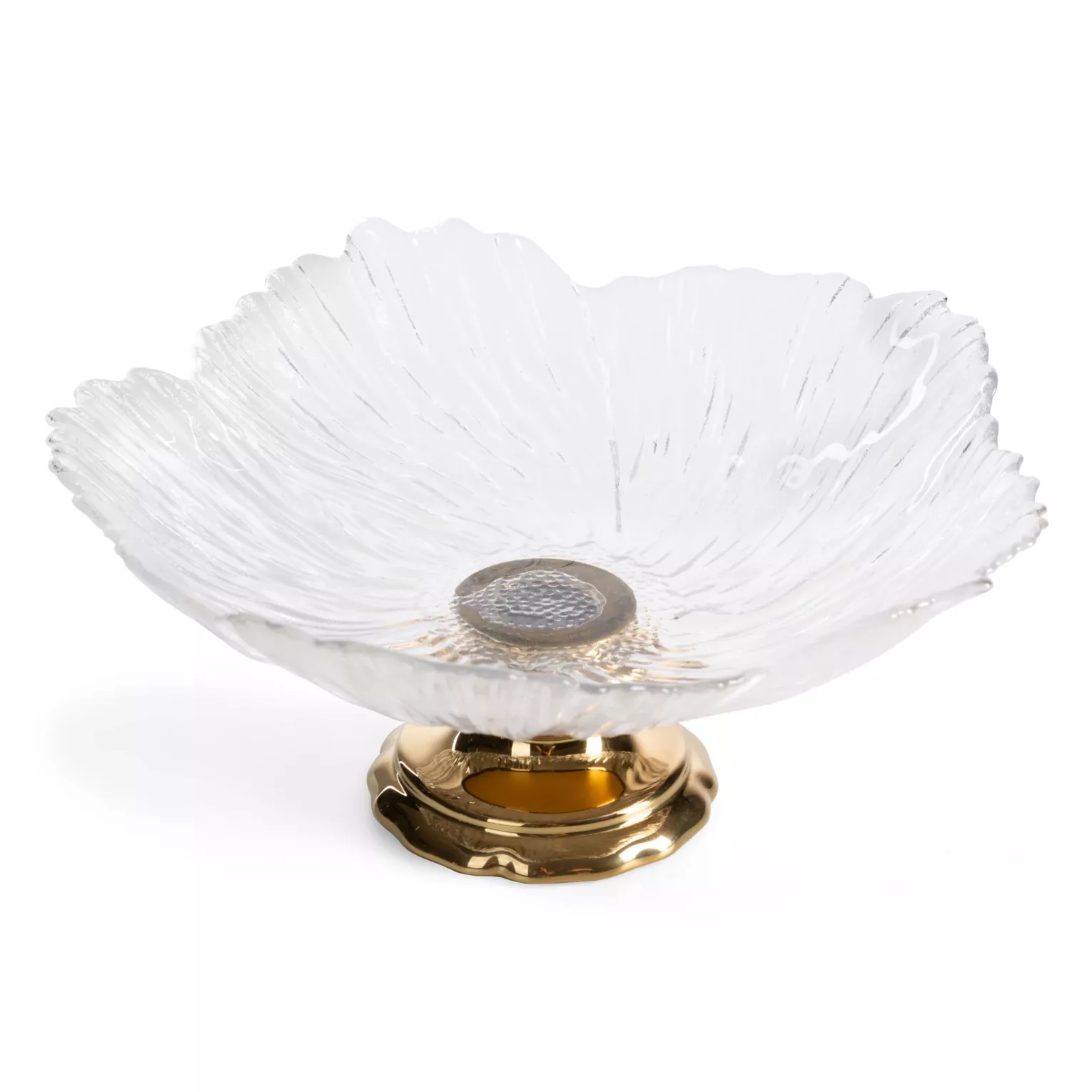 Patera szklana biało, złota o ozdobnym tłoczonym wzorze 26x12 cm NORA Eurofirany