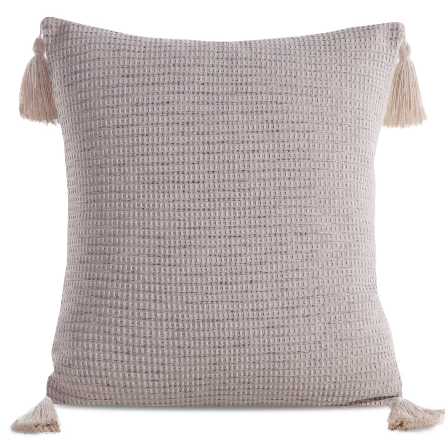 Poszewka na poduszkę 45x45 cm zdobiona na rogach chwostami beżowo, szara BOHO Eurofirany
