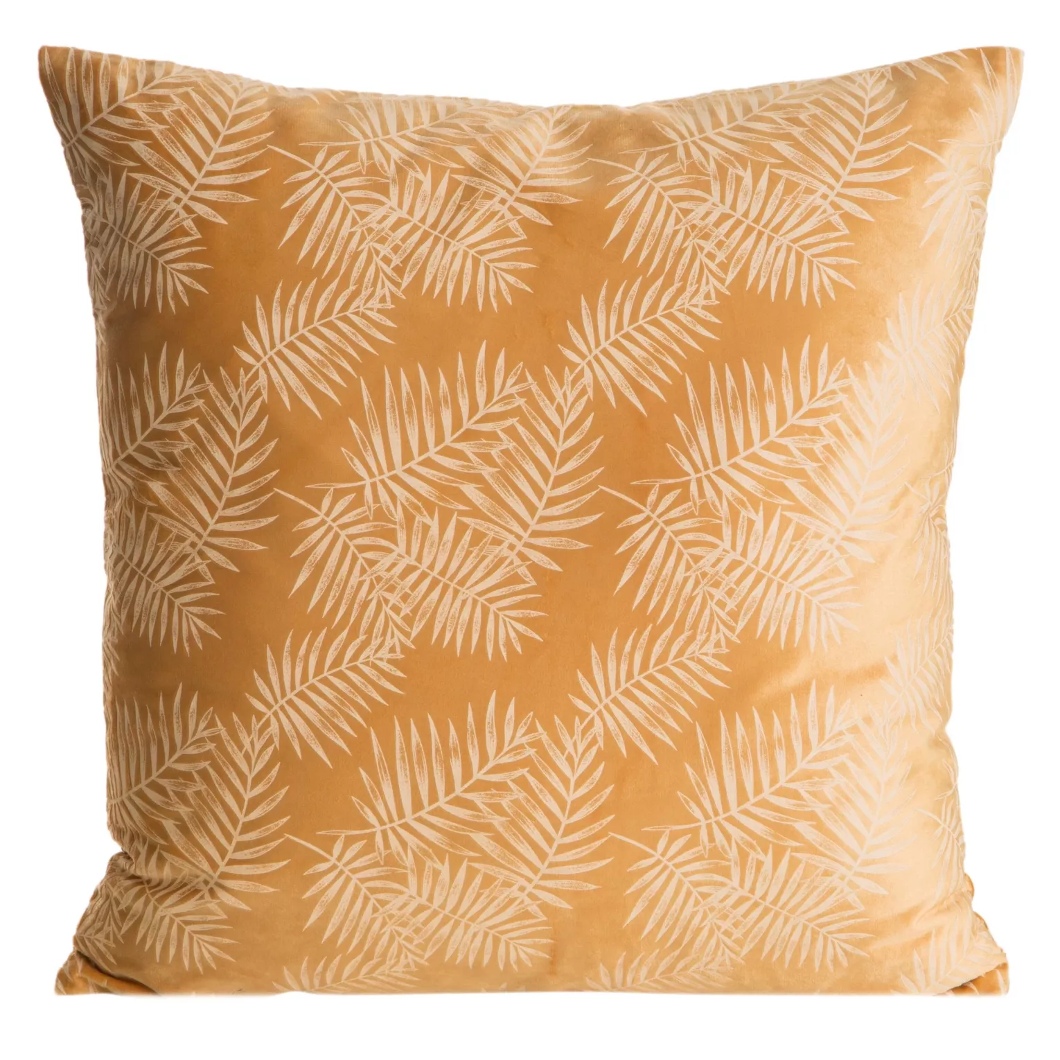 Poszewka na poduszkę 45x45 cm welwetowa z miękkiego welwetu z nadrukiem liści palmy pomarańczowa VELVET 74 EUROFIRANY PREMIUM