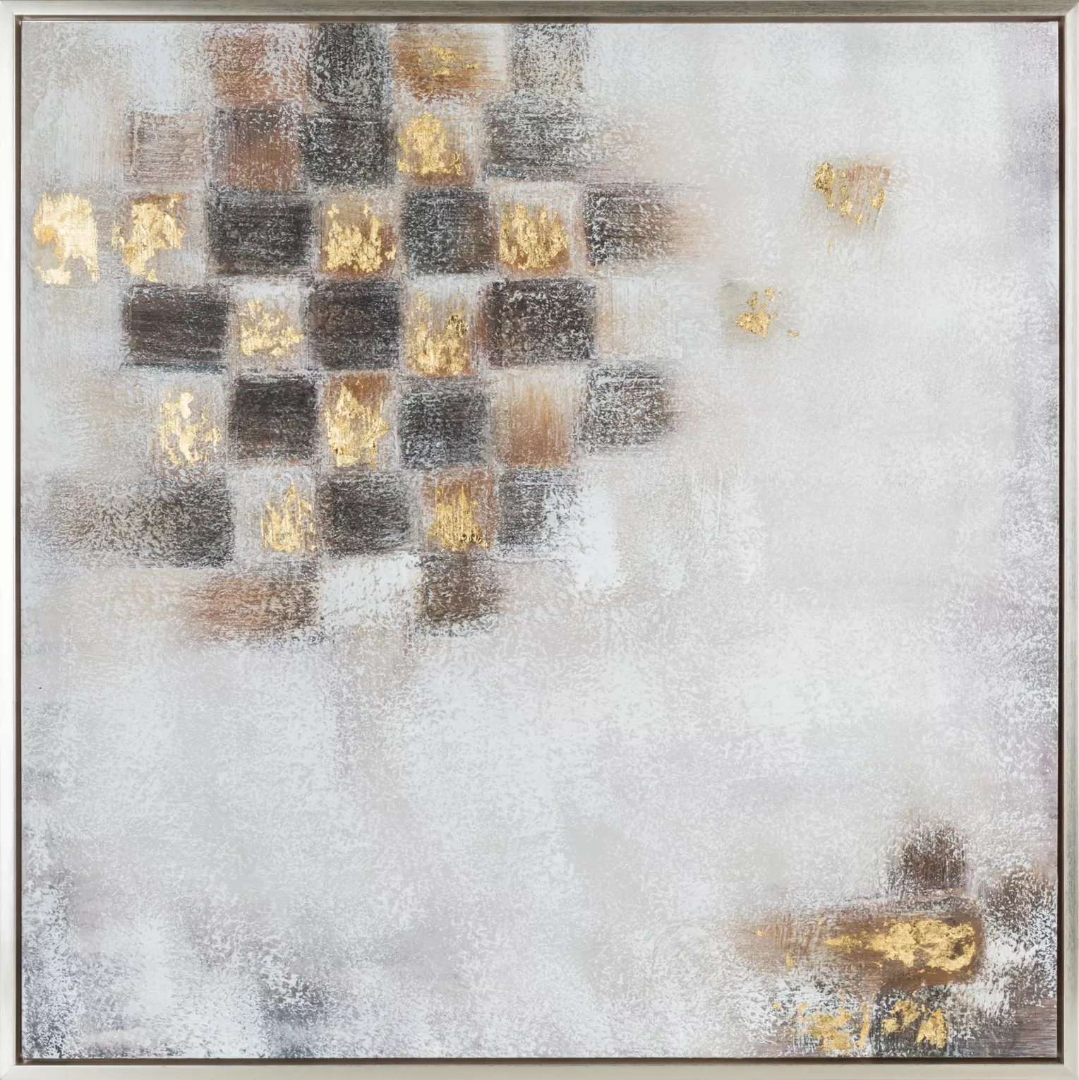 Obraz abstrakcja biało, czarny ręcznie malowany na płótnie 80x80 cm DELUSION 2