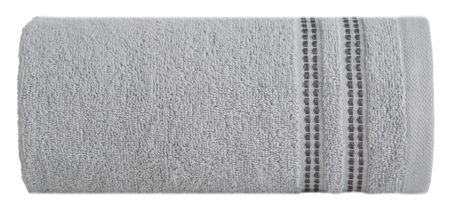 Ręcznik kąpielowy 50x90 cm bawełniany kolor srebrny z subtelną bordiurą w paseczki 500 g/m2ALLY Eurofirany