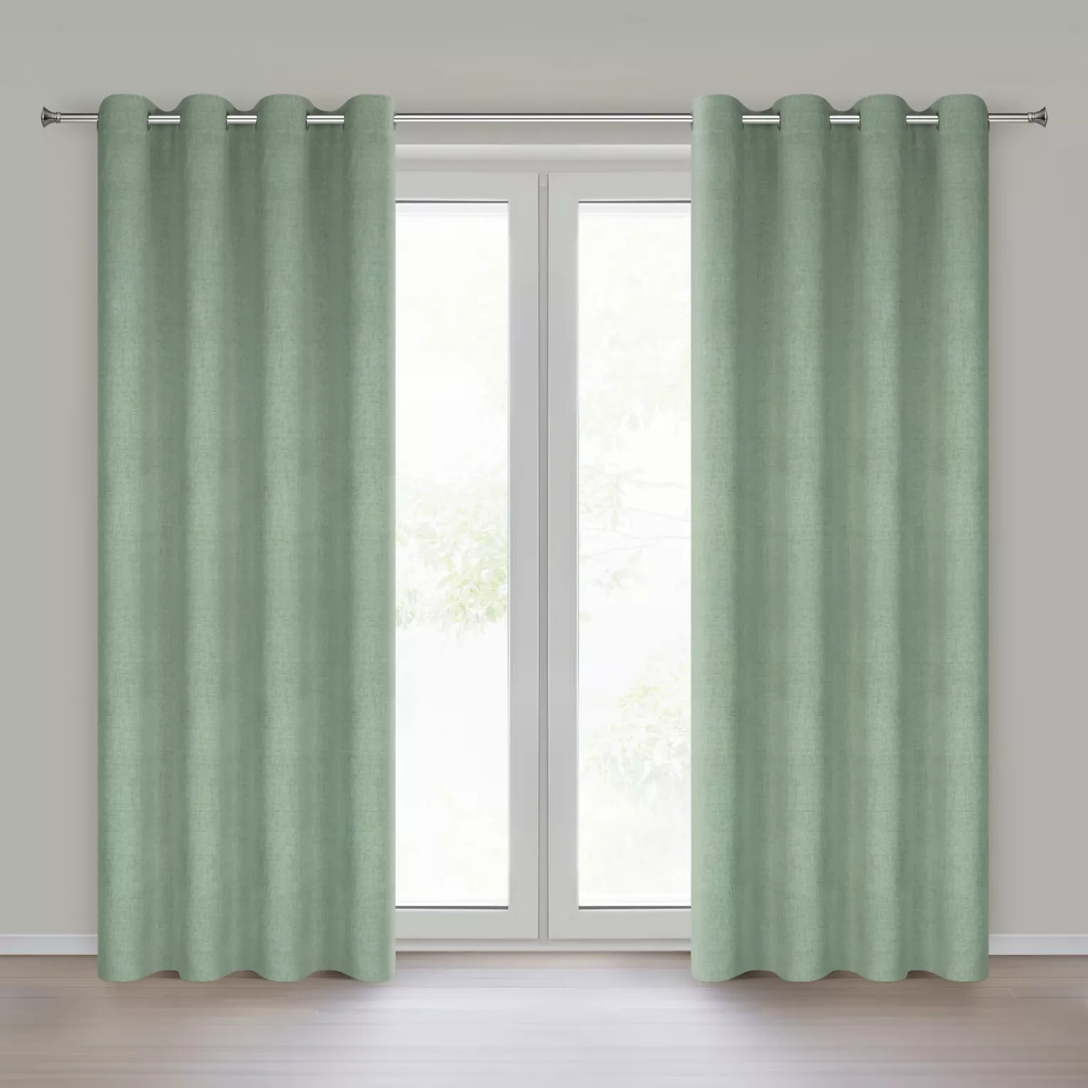 Zasłona zielona o naturalnym splocie 140x250 cm przelotka - LINDA Eurofirany