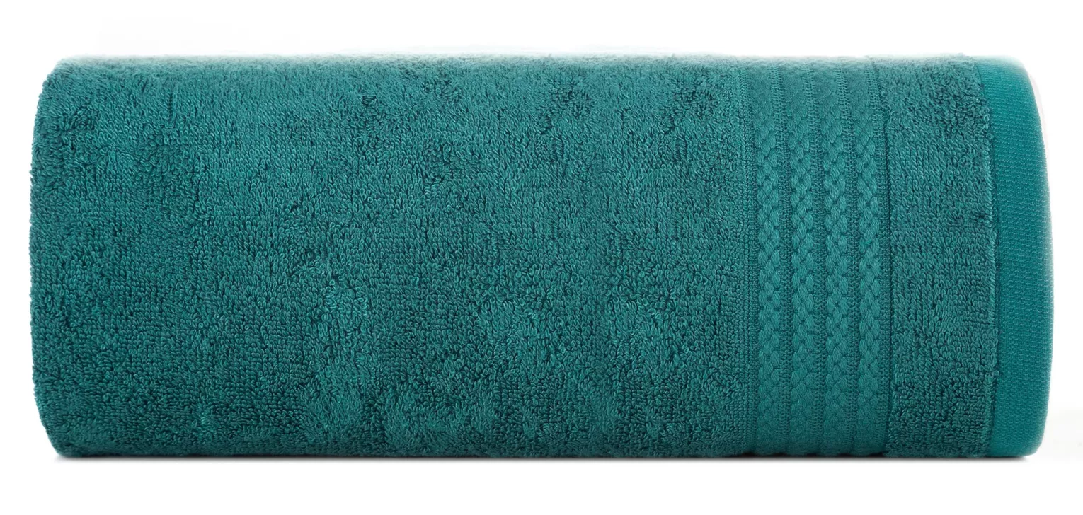 Ręcznik kąpielowy 50x90 cm bawełniany kolor ciemnoturkusowy zdobiony błyszczącą bordiurą 550 g/m2 LARIS Eurofirany