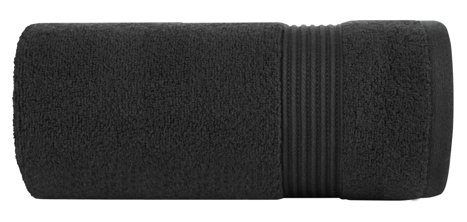 Ręcznik do rąk 30x50 cm bawełniany kolor czarny 0 twist zdobiony paseczkami 550 g/m2 MOLLY Eurofirany