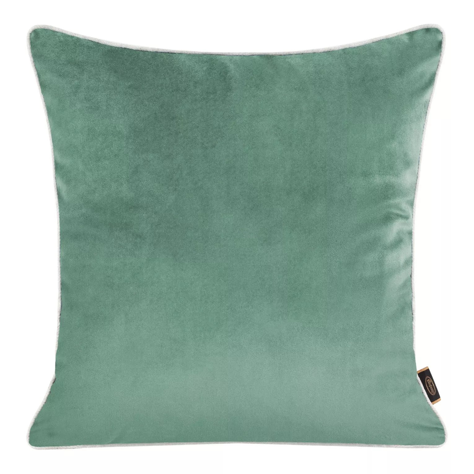 Poszewka na poduszkę 45x45 cm welwetowa, dwustronna i imitacji lnu z wypustką na brzegach turkusowo, jasnoszara VELVET 57 EUROFIRANY PREMIUM