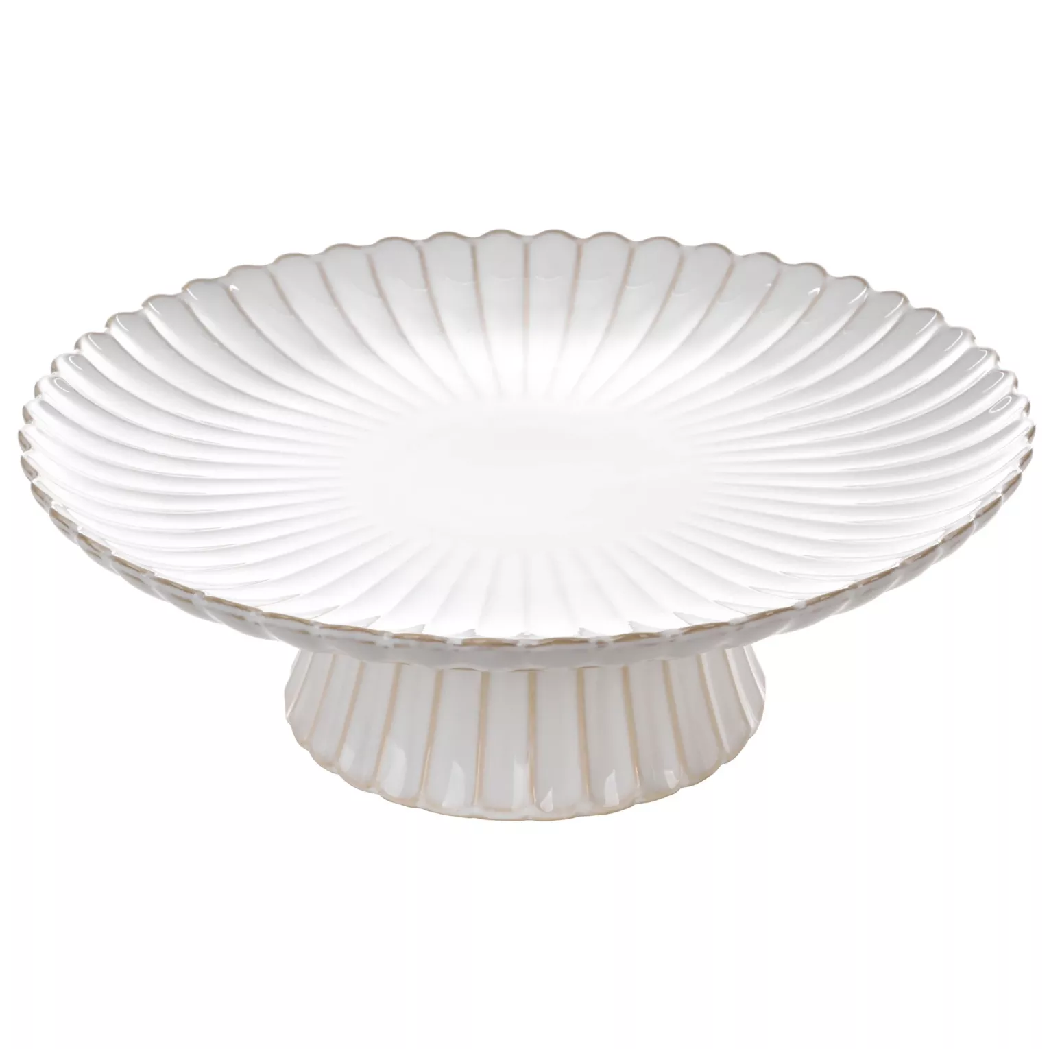 Patera ceramiczna dekoracyjna kremowo-beżowa z przecieranym wzorem w stylu eko średnica 34x11 cm AVRIL Eurofirany