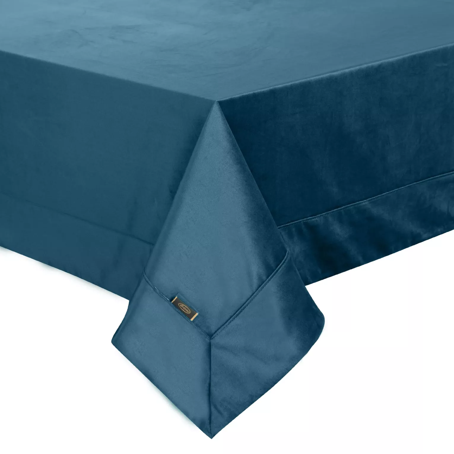 Obrus granatowy 145x220 cm welwetowy VELVET z ozdobną listwą
