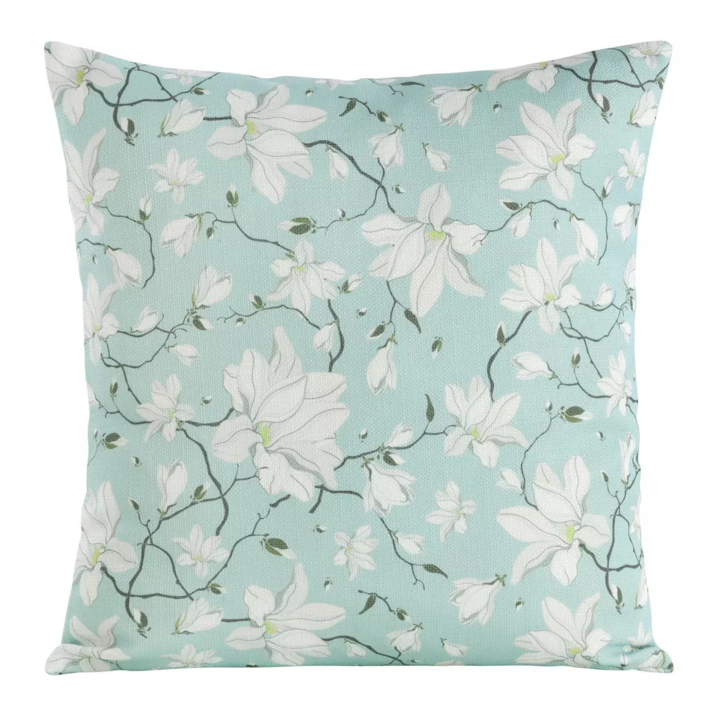 Poszewka na poduszkę 45x45 cm zdobiona kwiatowym printem miętowo, kremowa FLORE 2 Eurofirany