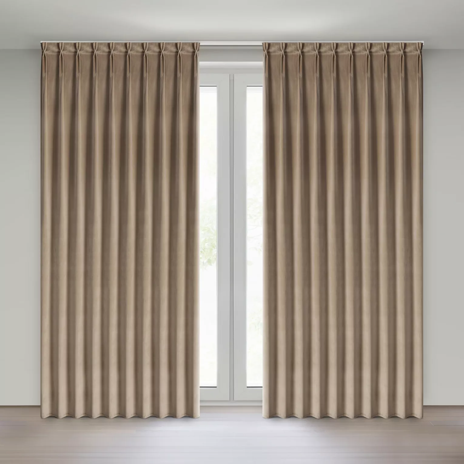 Zasłona ciemnobeżowa z welwetowej tkaniny 125x270 cm system flex - MELANIE Eurofirany