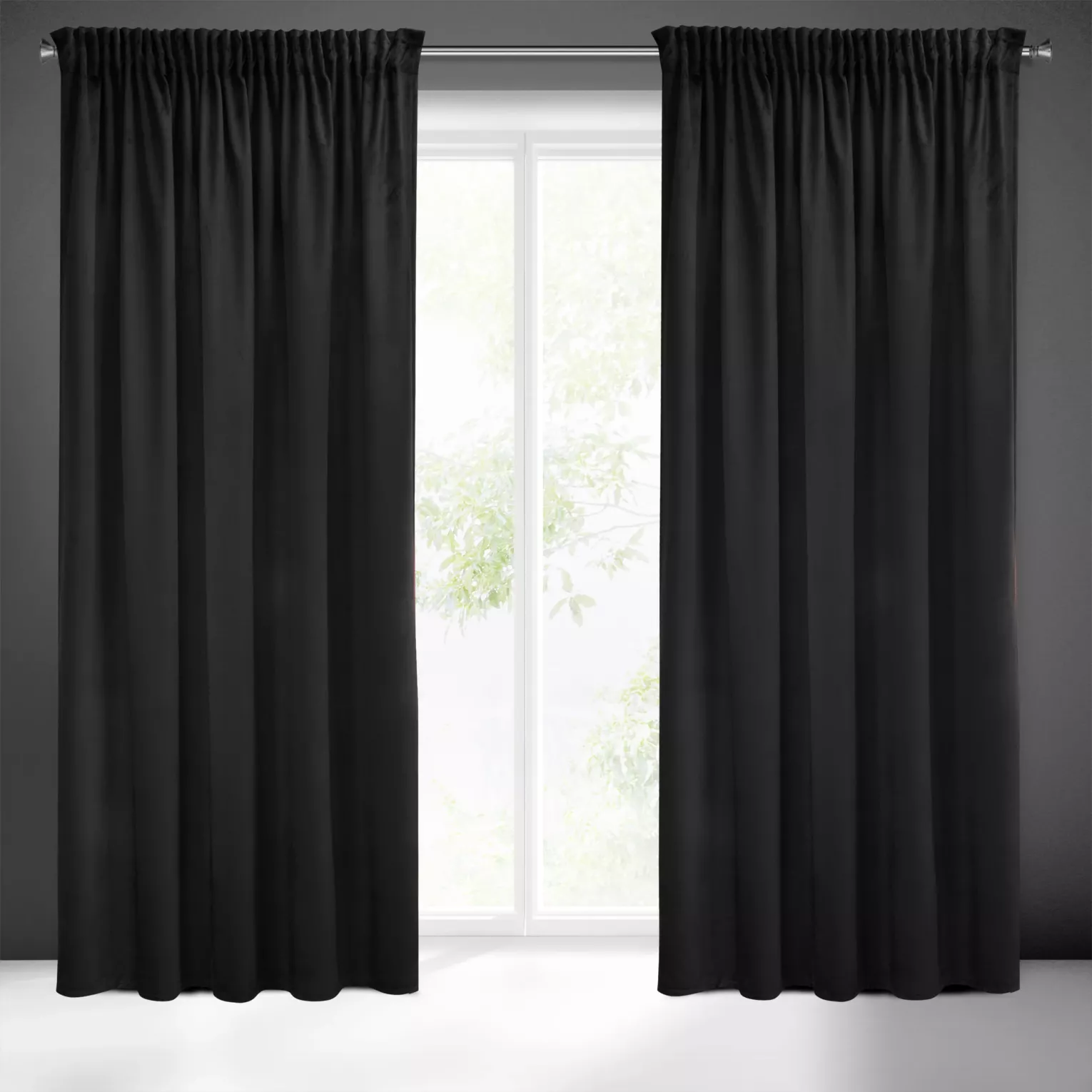 Zasłona czarna z gładkiego welwetu 140x270 taśma SIBEL Pierre Cardin Eurofirany