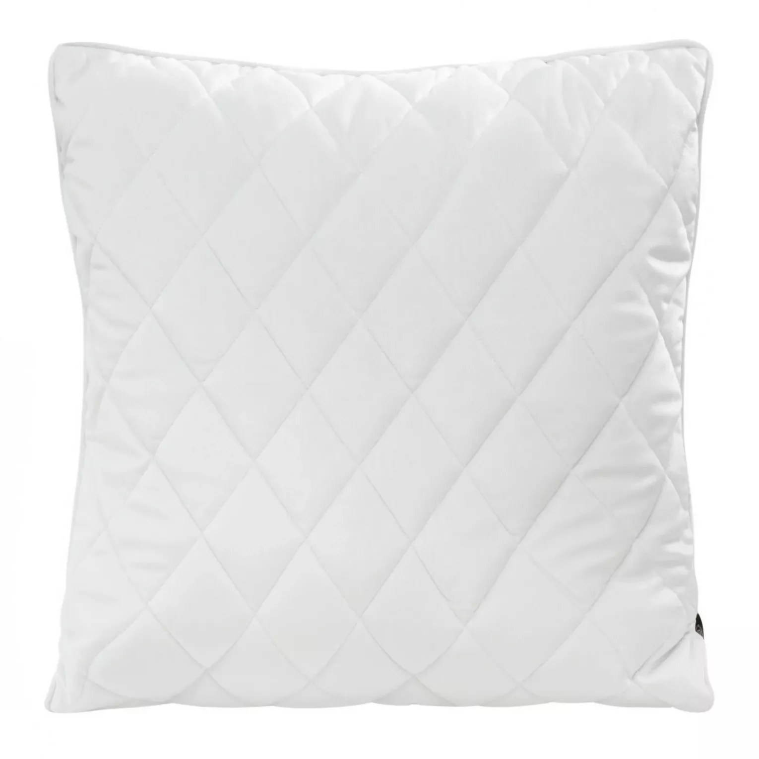 Poszewka na poduszkę 45x45 cm welwetowa pikowana we wzór karo z ozdobną wypustką na brzegach biała VELVET 27 EUROFIRANY PREMIUM