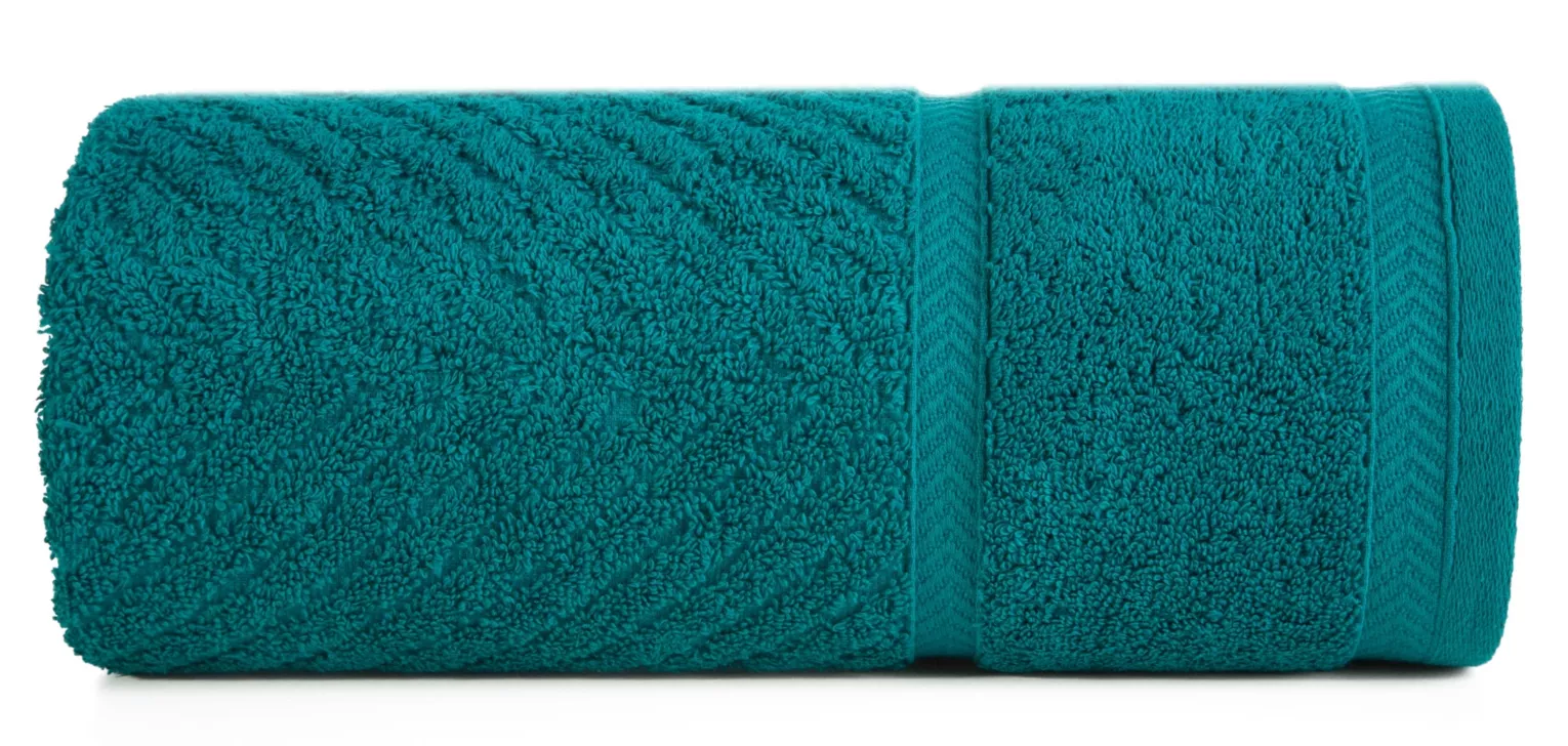 Ręcznik kąpielowy 50x90 cm bawełniany kolor turkusowy ze wzorem zygzaka 500 g/m2 KALIA Reina Line Eurofirany