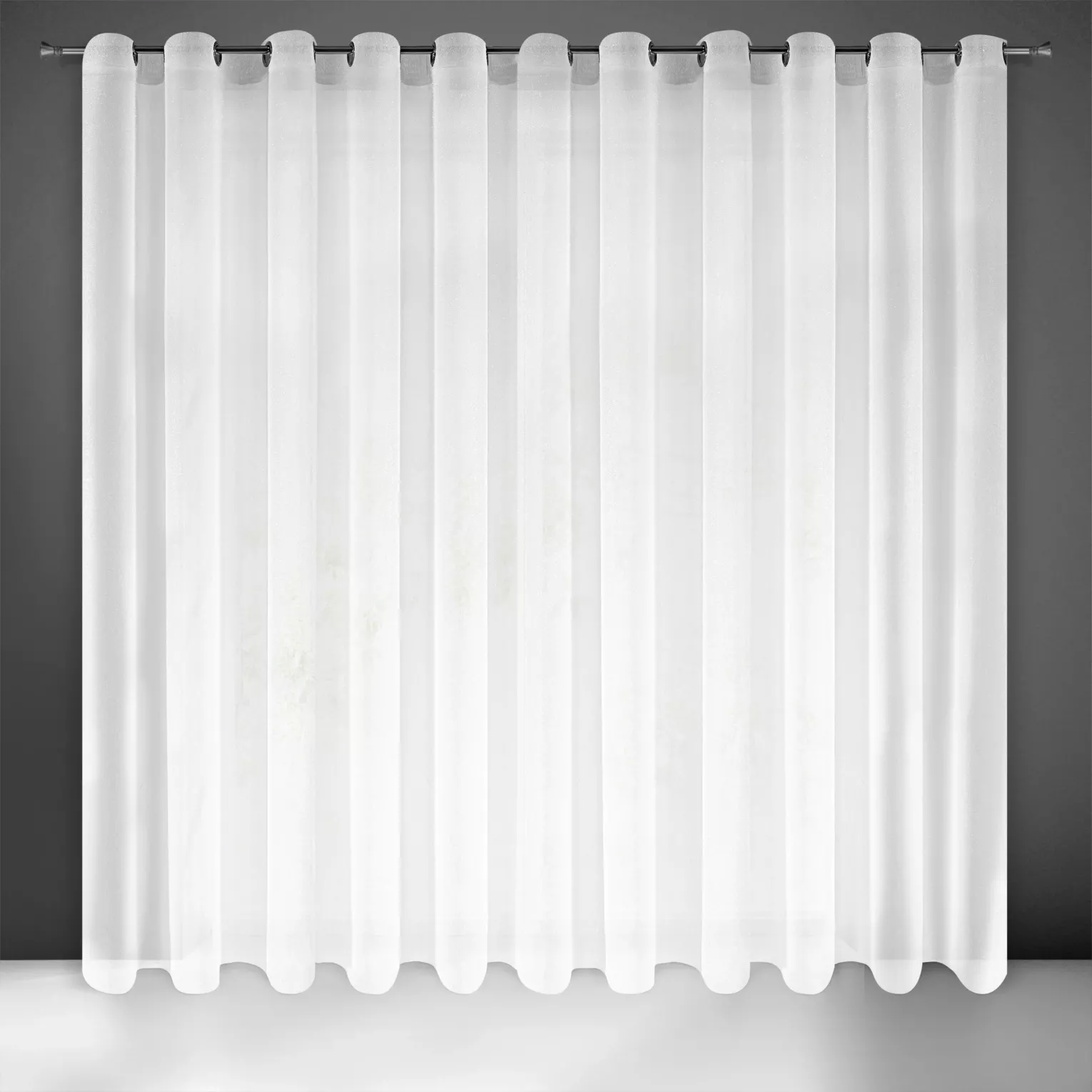 Firana biała z połyskującej siateczki z błyszczącą moherową nicią 350x250 cm przelotka SAKALI Eurofirany