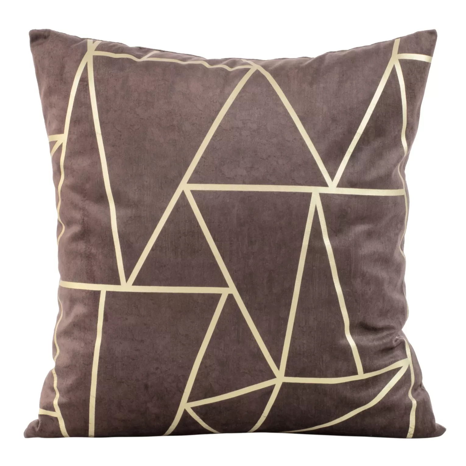 Poszewka na poduszkę 45x45 cm welwetowa z złotym nadrukiem geometrycznym jasnobrązowa BLINK 29 Eurofirany