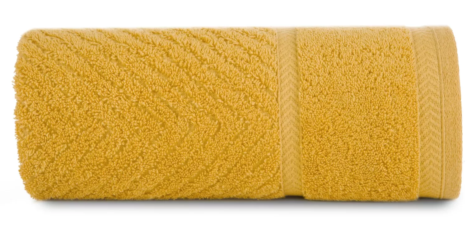 Ręcznik do rąk 30x50 cm bawełniany kolor musztardowy ze wzorem zygzaka 500 g/m2 KALIA Reina Line Eurofirany