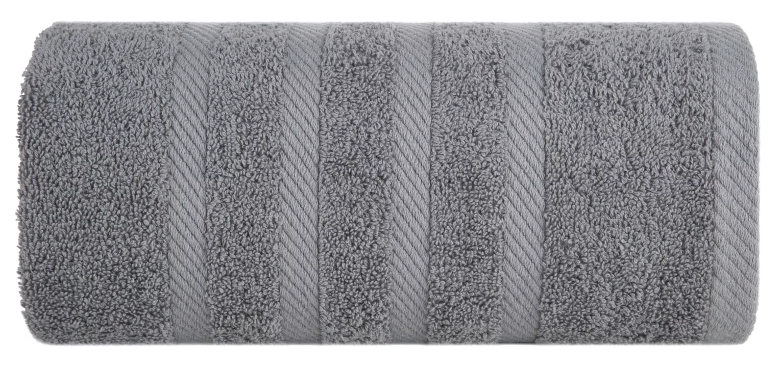 Ręcznik kąpielowy 100x150 cm bawełniany kolor stalowy z ozdobną bordiurą 500 g/m2 MILO Eurofirany