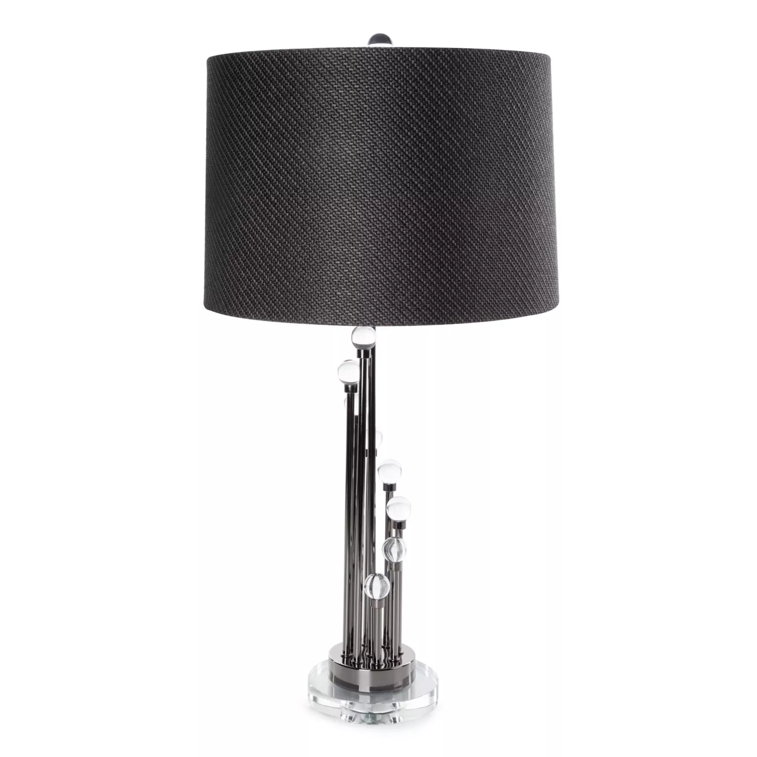 Lampa stołowa do pokoju grafitowa ISLA zdobiona kryształkami 38 x 75 cm Eurofirany