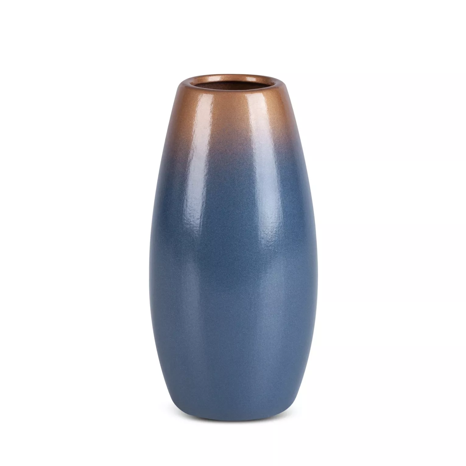 Wazon ceramiczny niebiesko-złoty z efektem ombre średnica 11x22 cm NESSA Eurofirany