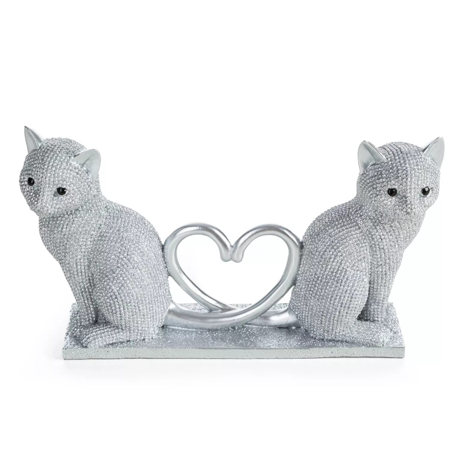 Figurka srebrna w kształcie uroczych kotków o drobnym strukturalnym wzorze 22x7x12 cm ELDO Eurofirany