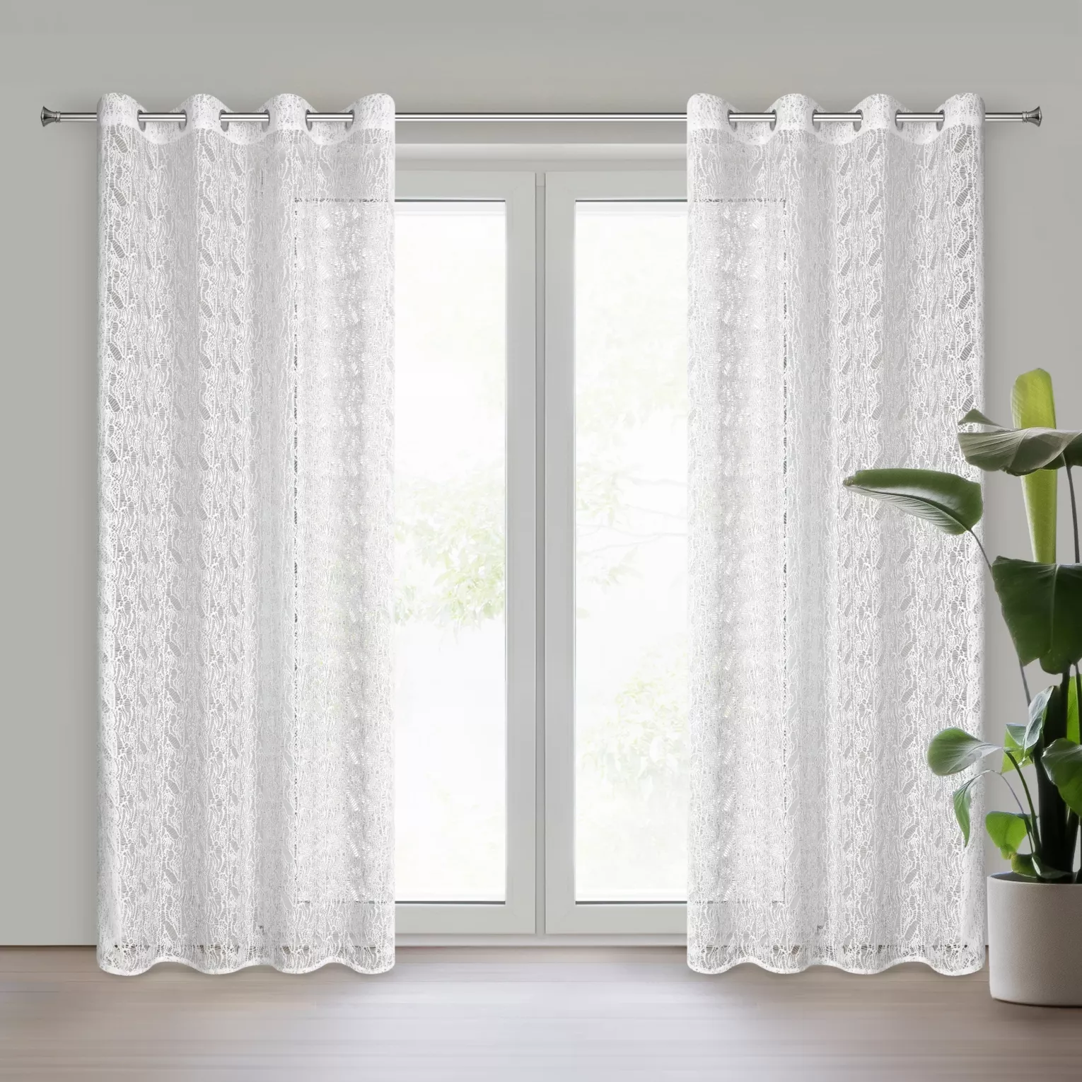 Firana biała z siateczki niewymagająca prasowania 140x250 cm przelotka MONI Eurofirany