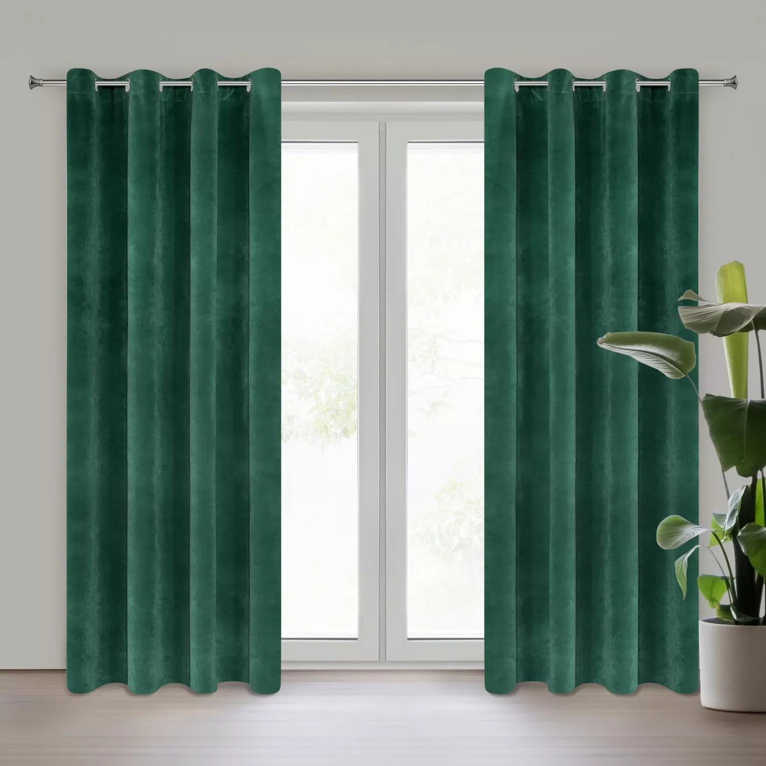 Zasłona ciemnozielona z ekskluzywnego matowego welwetu 140x250 cm przelotka RIA Diva Line Eurofirany