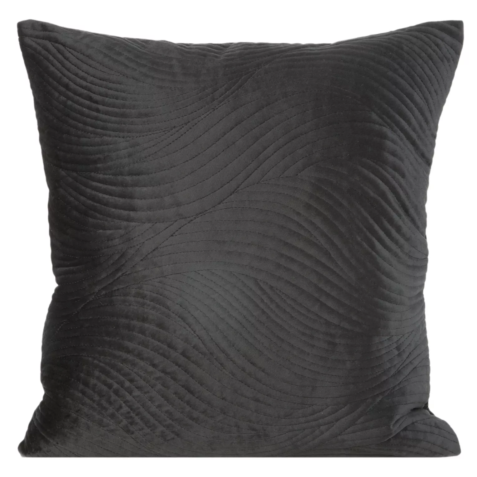 Poszewka na poduszkę 45x45 cm welwetowa pikowana metodą tradycyjnego szycia w falujący wzór czarna RIA5 EUROFIRANY PREMIUM