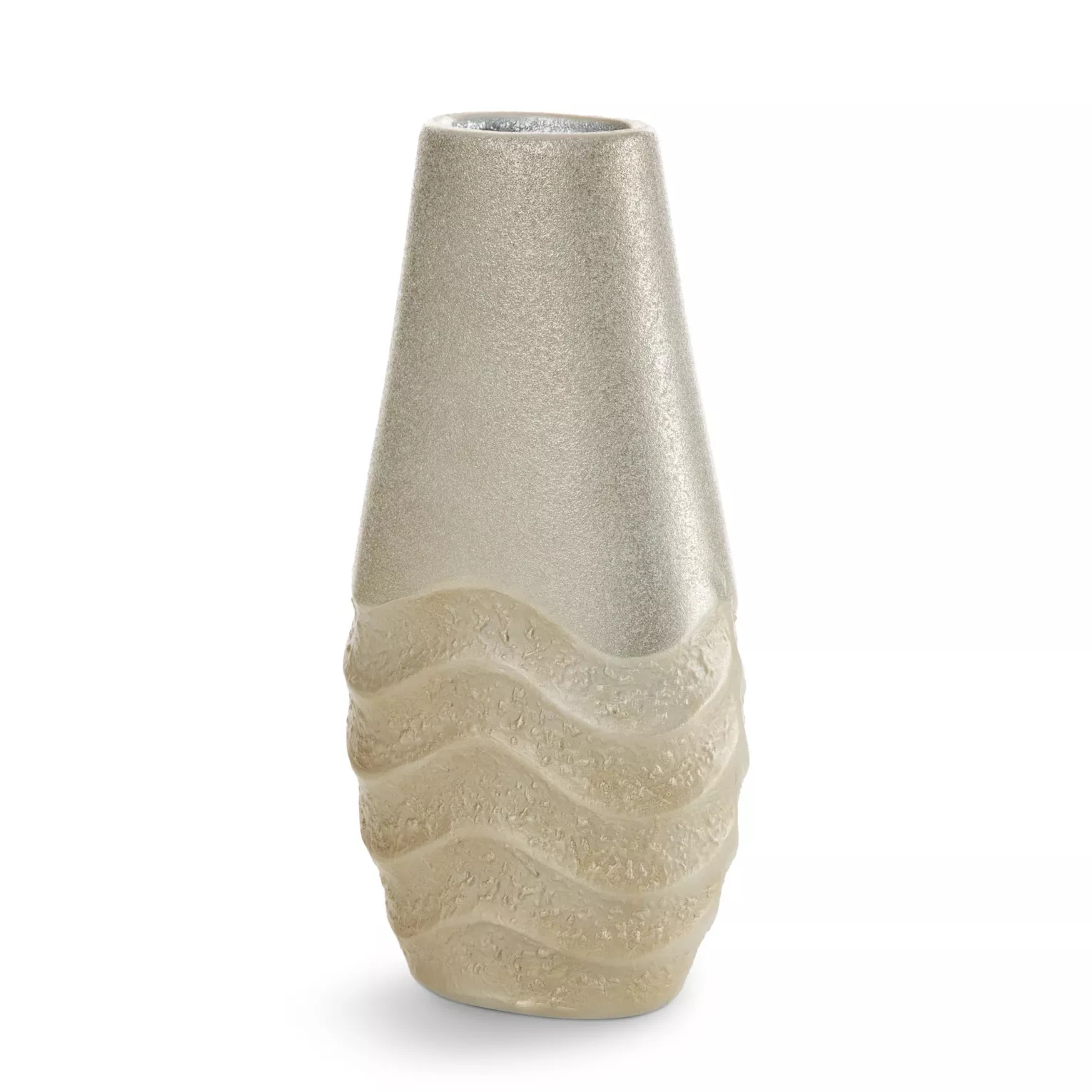 Wazon beżowy dekoracyjny  zdobiony falistym wzorem 13x7x26 cm SANI Eurofirany