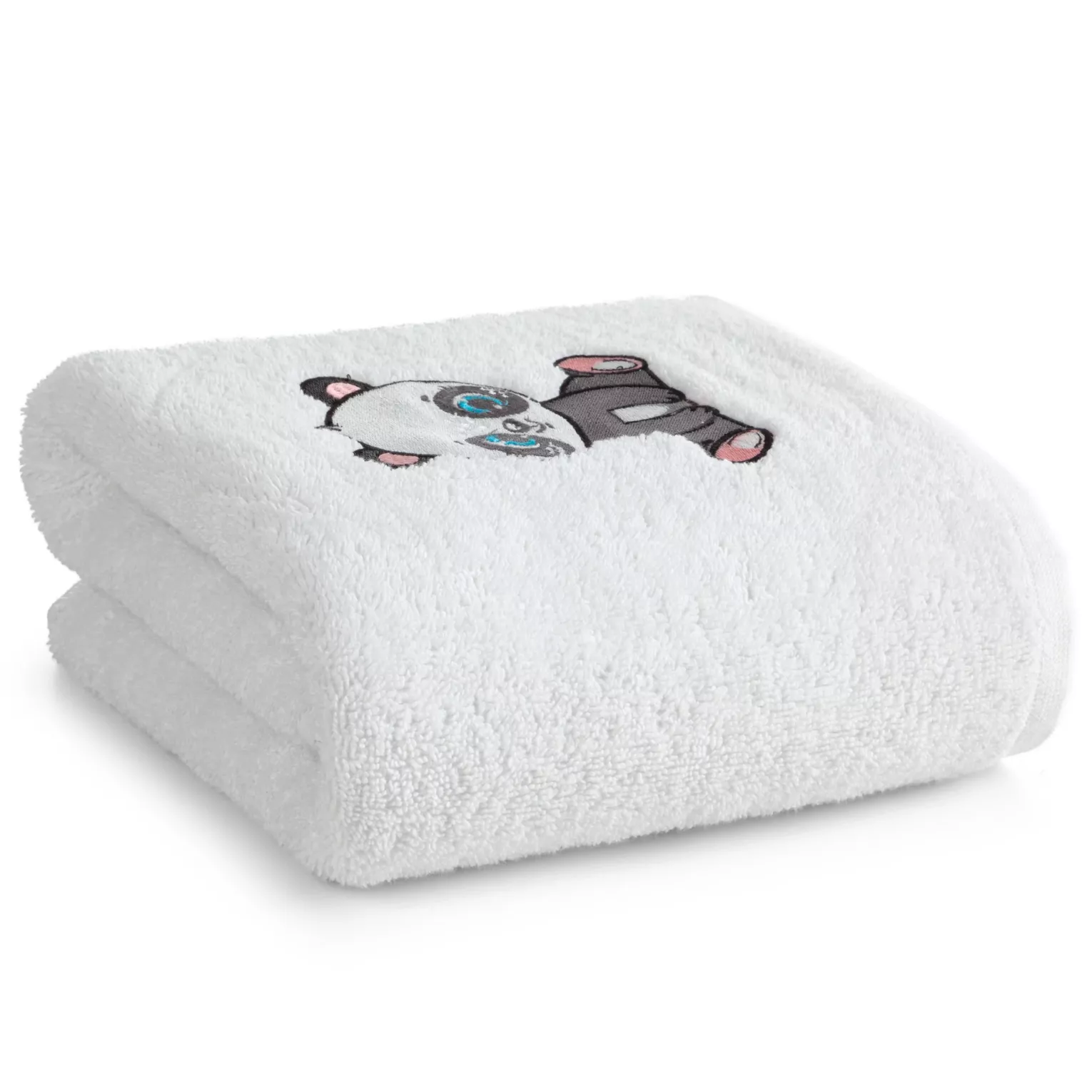 Ręcznik kąpielowy dziecięcy 70x140 cm bawełniany kolor biały z aplikacją w pandę 450 g/m2 BABY 73 Eurofirany