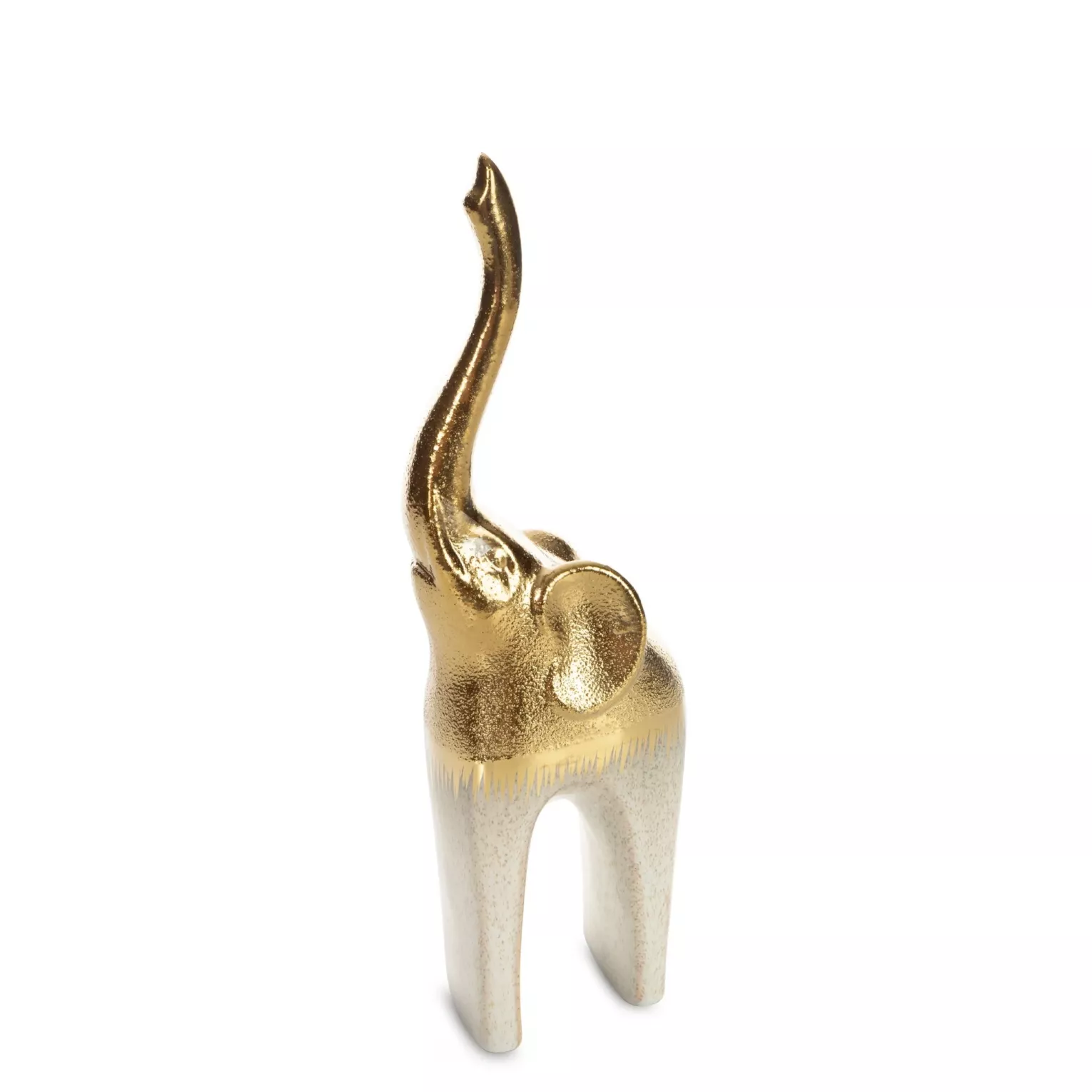 Figurka ceramiczna kremowo-złota słoń z lśniącą powierzchnią 11x7x30 cm MAX 2 Eurofirany