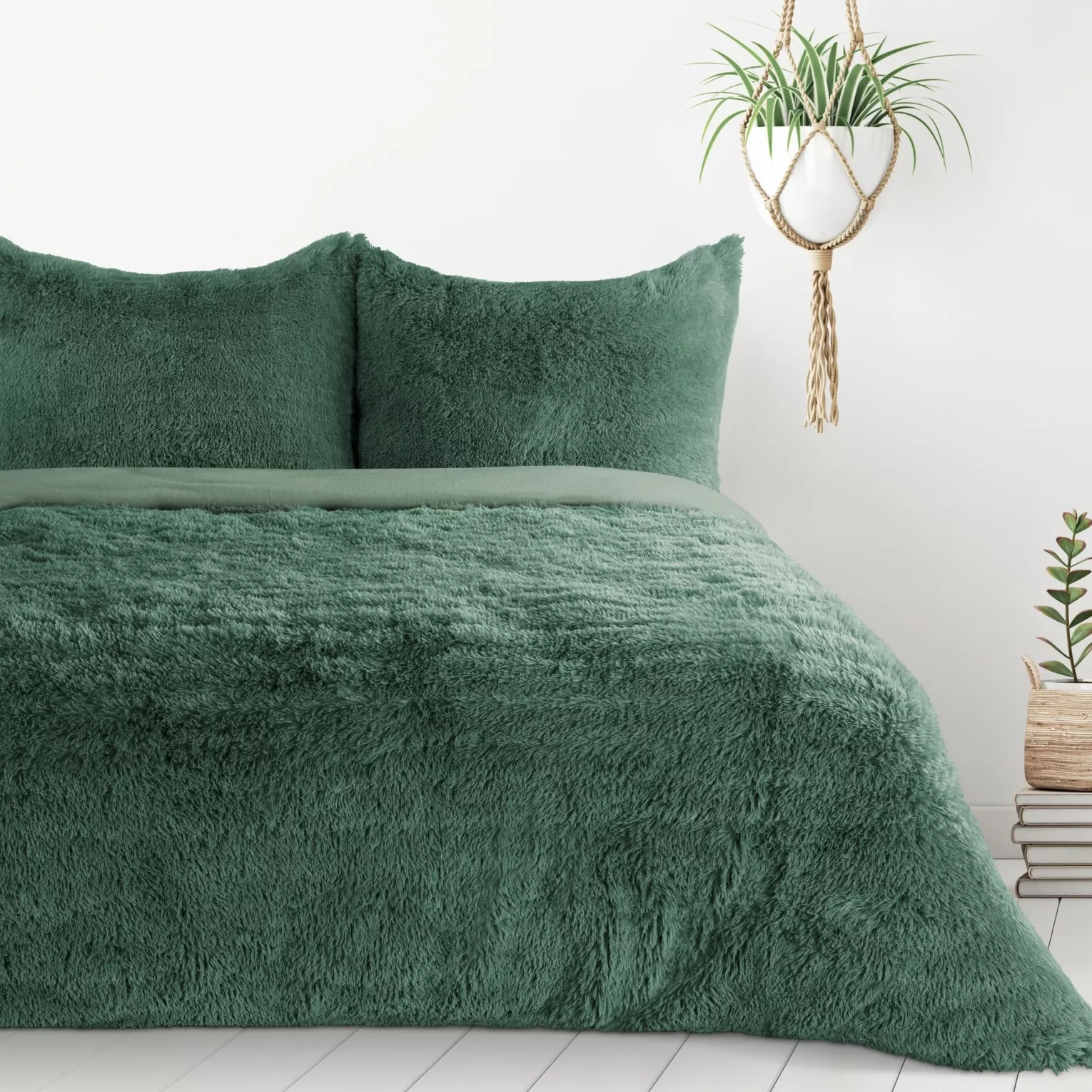 Pościel 220x200 cm komplet 3 częściowy z polaru kolor ciemnozielony gładka TIFFANY Design 91 Eurofirany