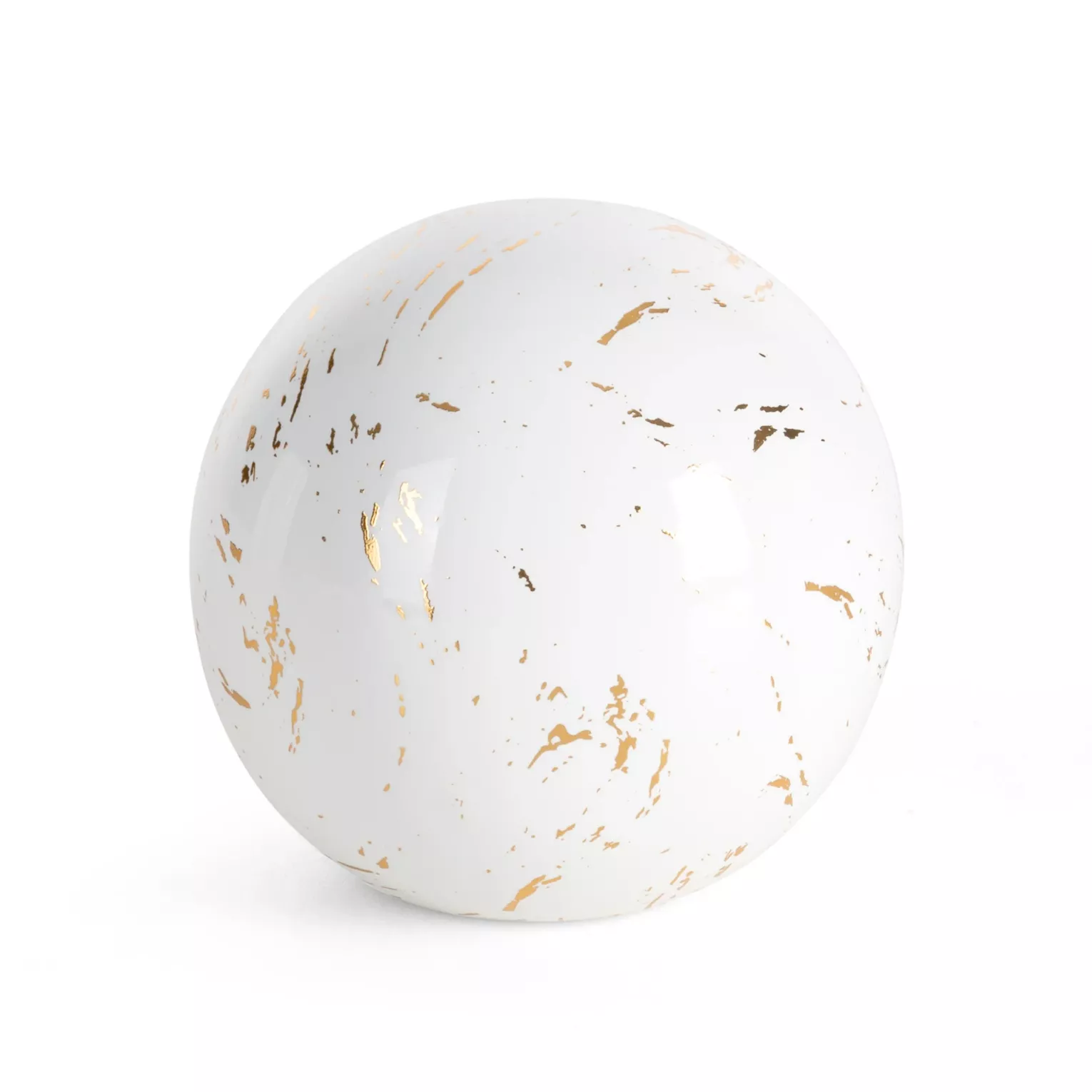 Kula ceramiczna biało-złota zdobiona przecieranym wzorem średnica 10x10 cm Eurofirany