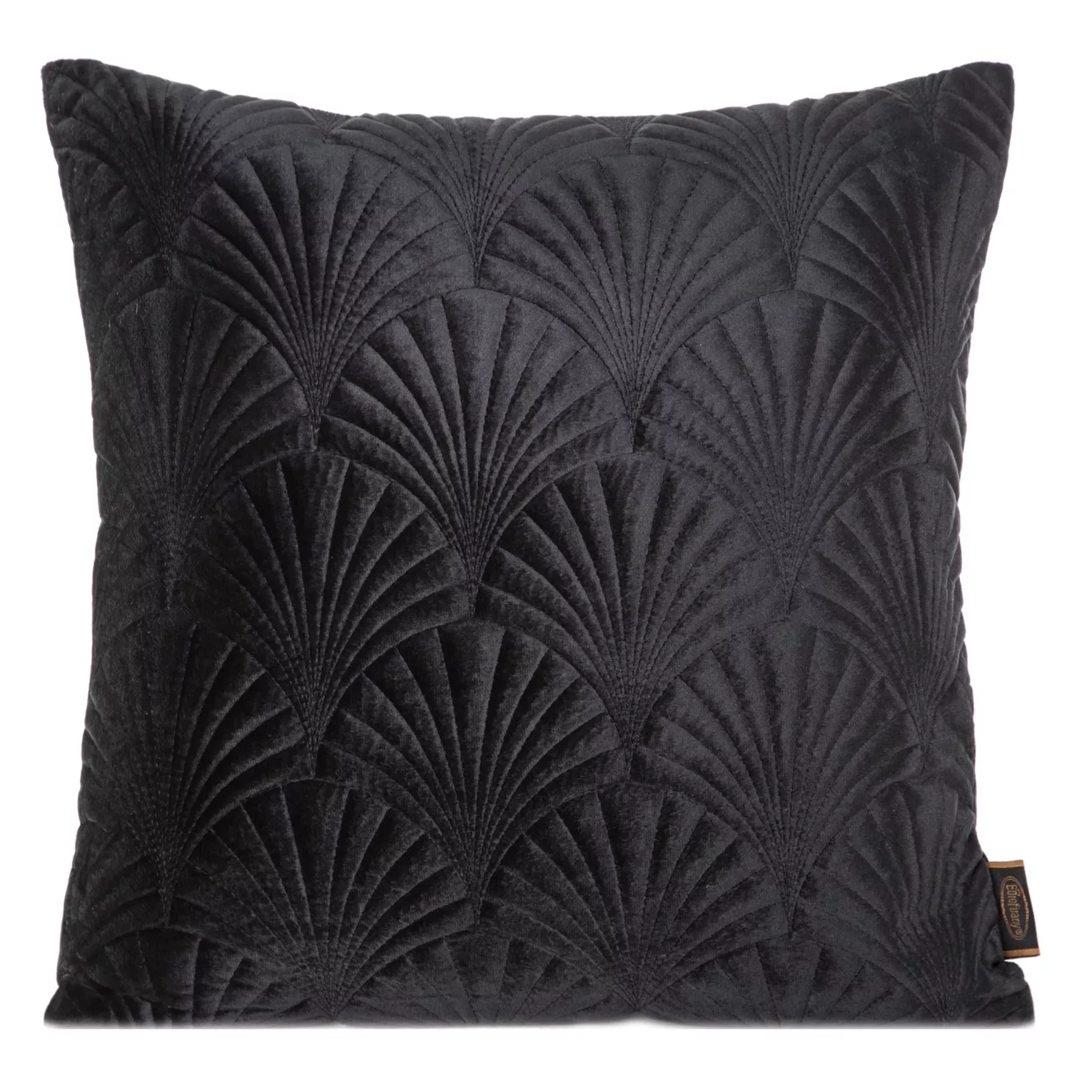 Poszewka na poduszkę 45x45 cm welwetowa pikowana metodą tradycyjnego szycia, wzór w stylu art deco czarna RIA 2 EUROFIRANY PREMIUM
