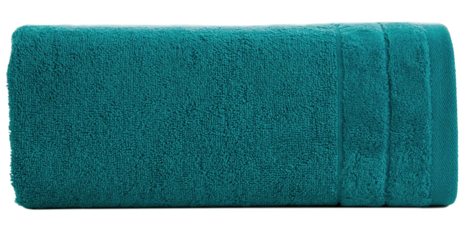 Ręcznik kąpielowy 50x90 cm bawełniany kolor ciemnoturkusowy z welwetową bordiurą 500 g/m2 DAMLA Eurofirany