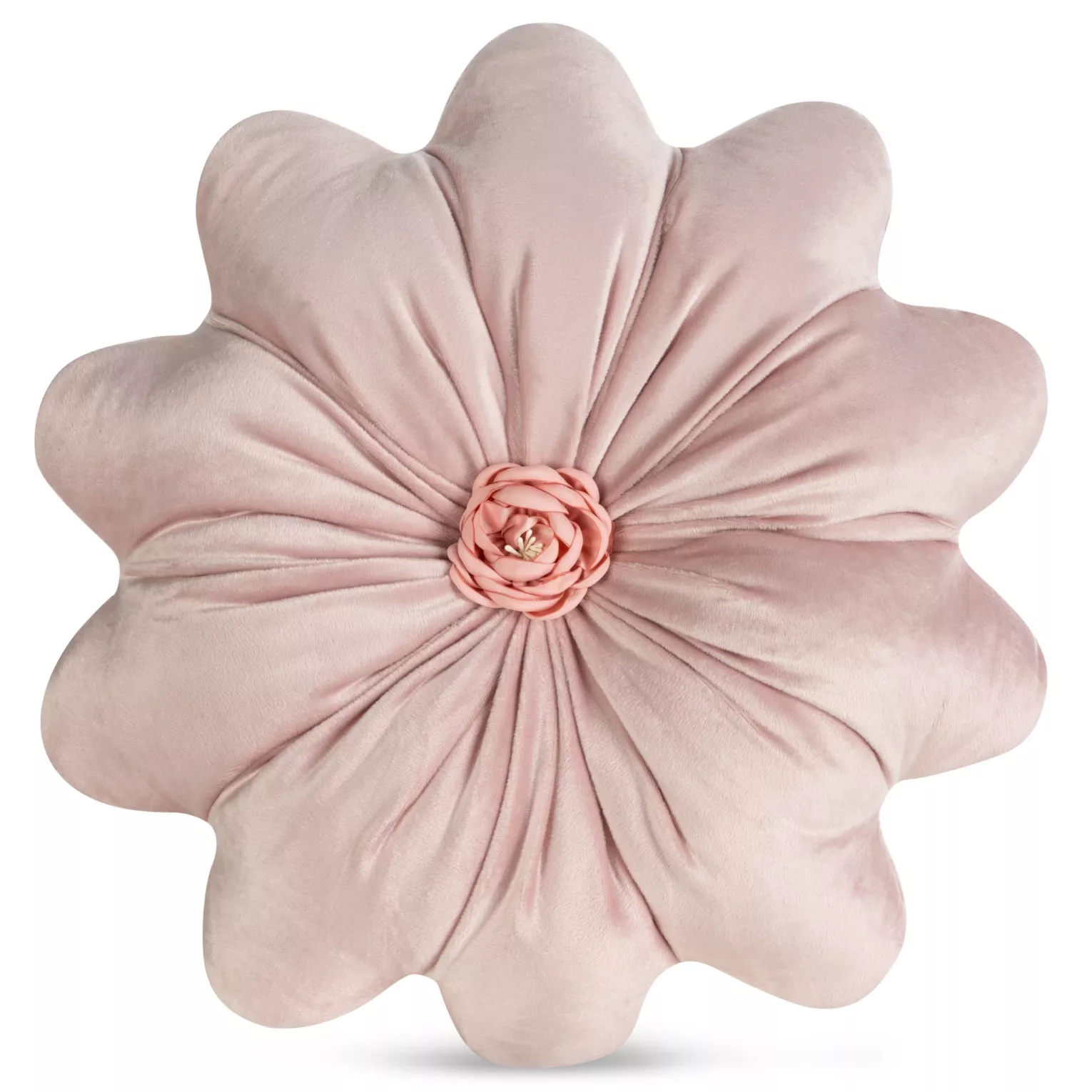 Poduszka w kształcie kwiatka o średnicy 40 cm welwetowa pudrowa FLORES 5 Eurofirany
