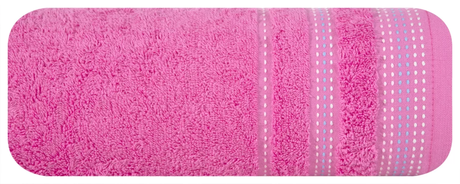 Ręcznik kąpielowy 50x90 cm bawełniany kolor różowy z ozdobnym stębnowaniem 500 g/m2 POLA Eurofirany