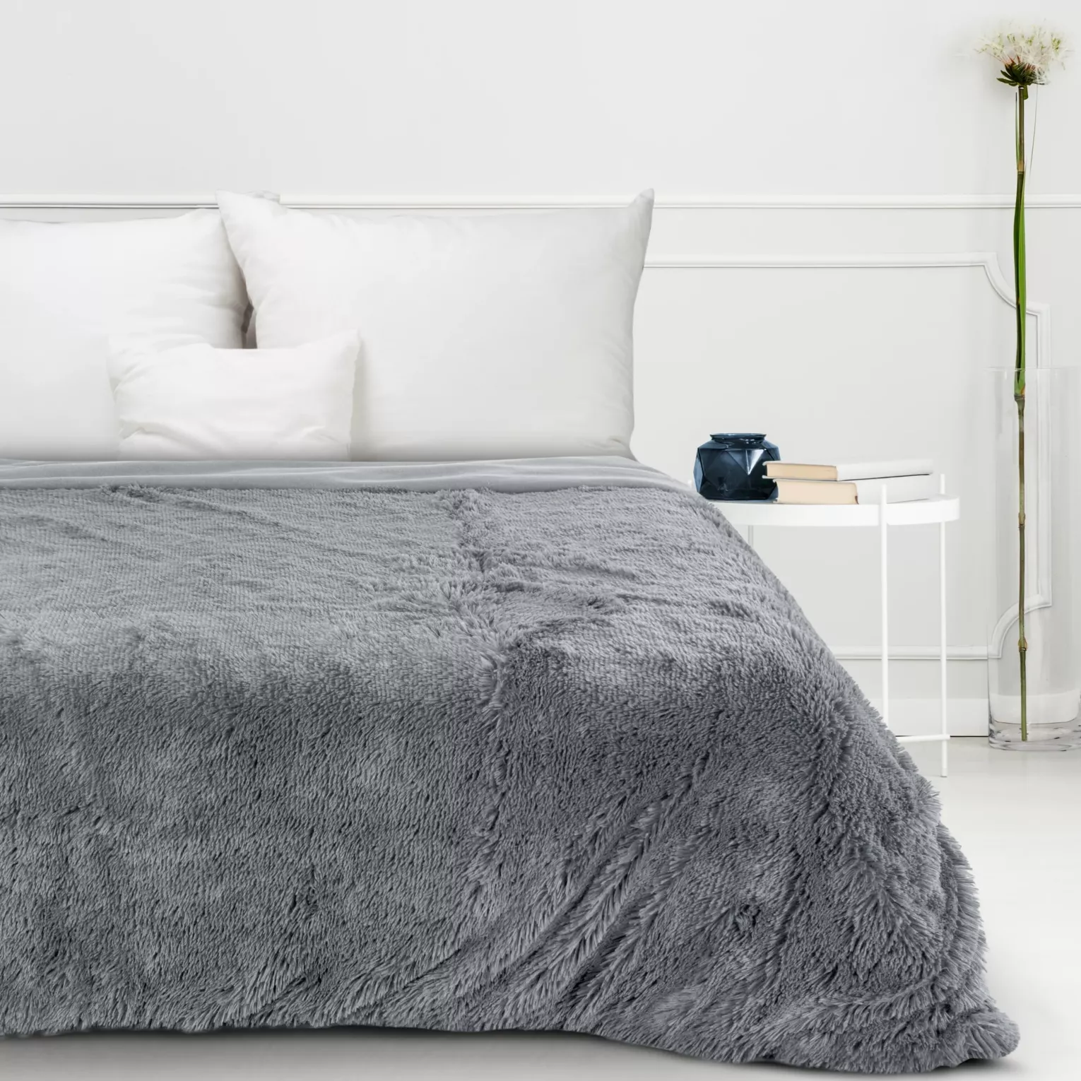 Koc o strukturze miękkiego futra 170x210 cm srebrny TIFANY 1 DESIGN 91 Eurofirany