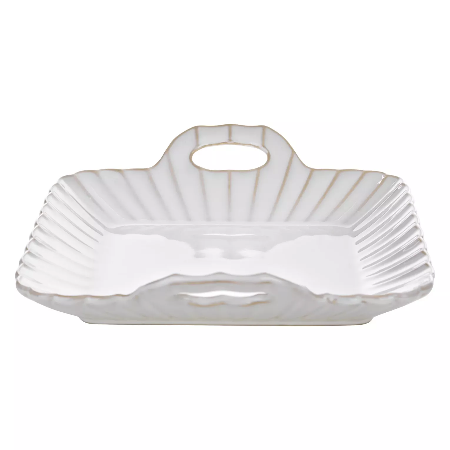 Patera ceramiczna dekoracyjna kremowo-beżowa z praktycznymi uchwytami w stylu eko 24x23x6 cm AVRIL Eurofirany