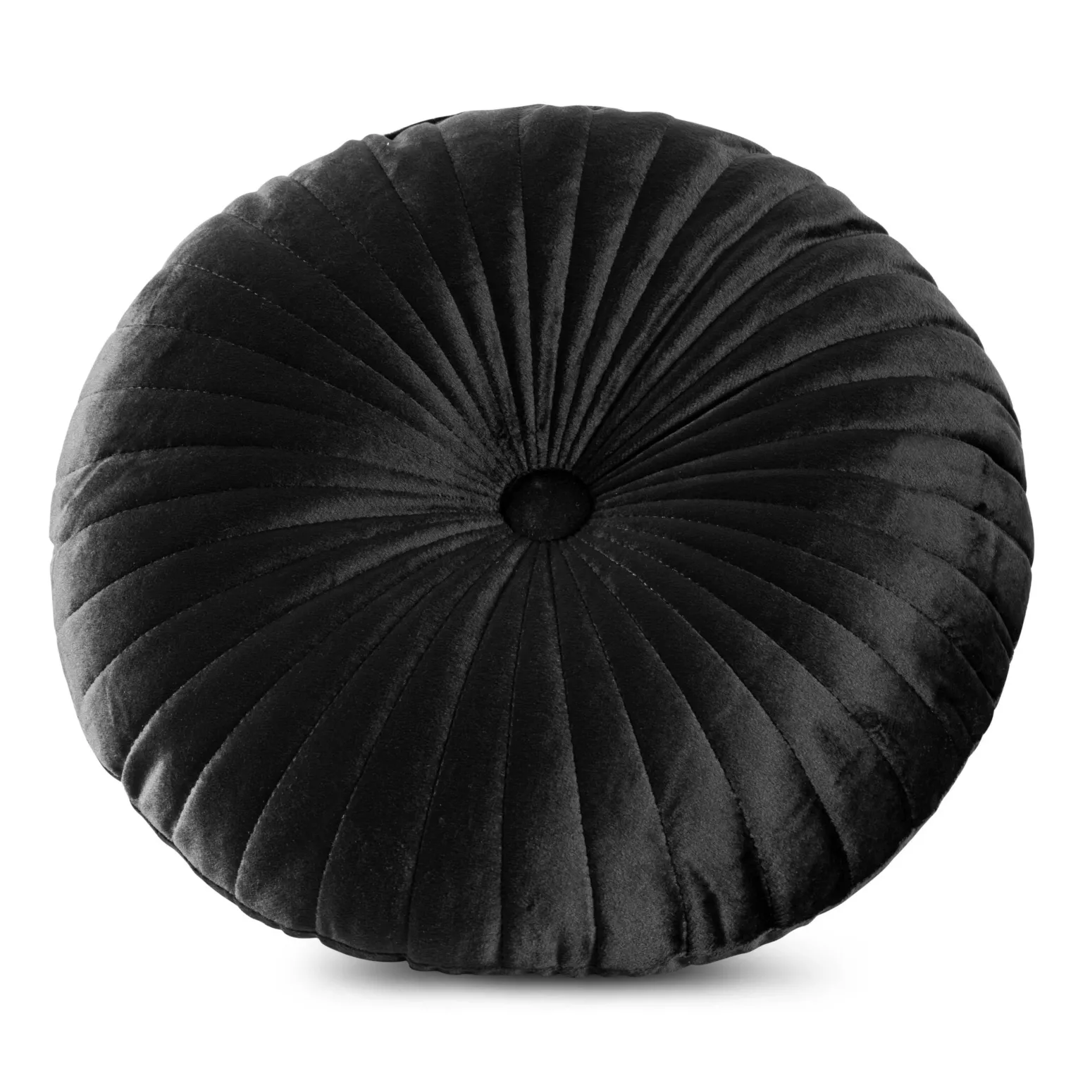 Poduszka okrągła średnica 40 cm welwetowa czarna pikowana VELVET 68 Eurofirany
