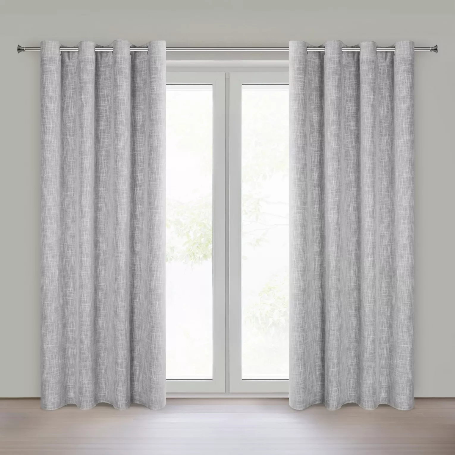 Zasłona stalowa o naturalnym splocie z efektem melanżu 140x250 cm przelotka - MADI Eurofirany