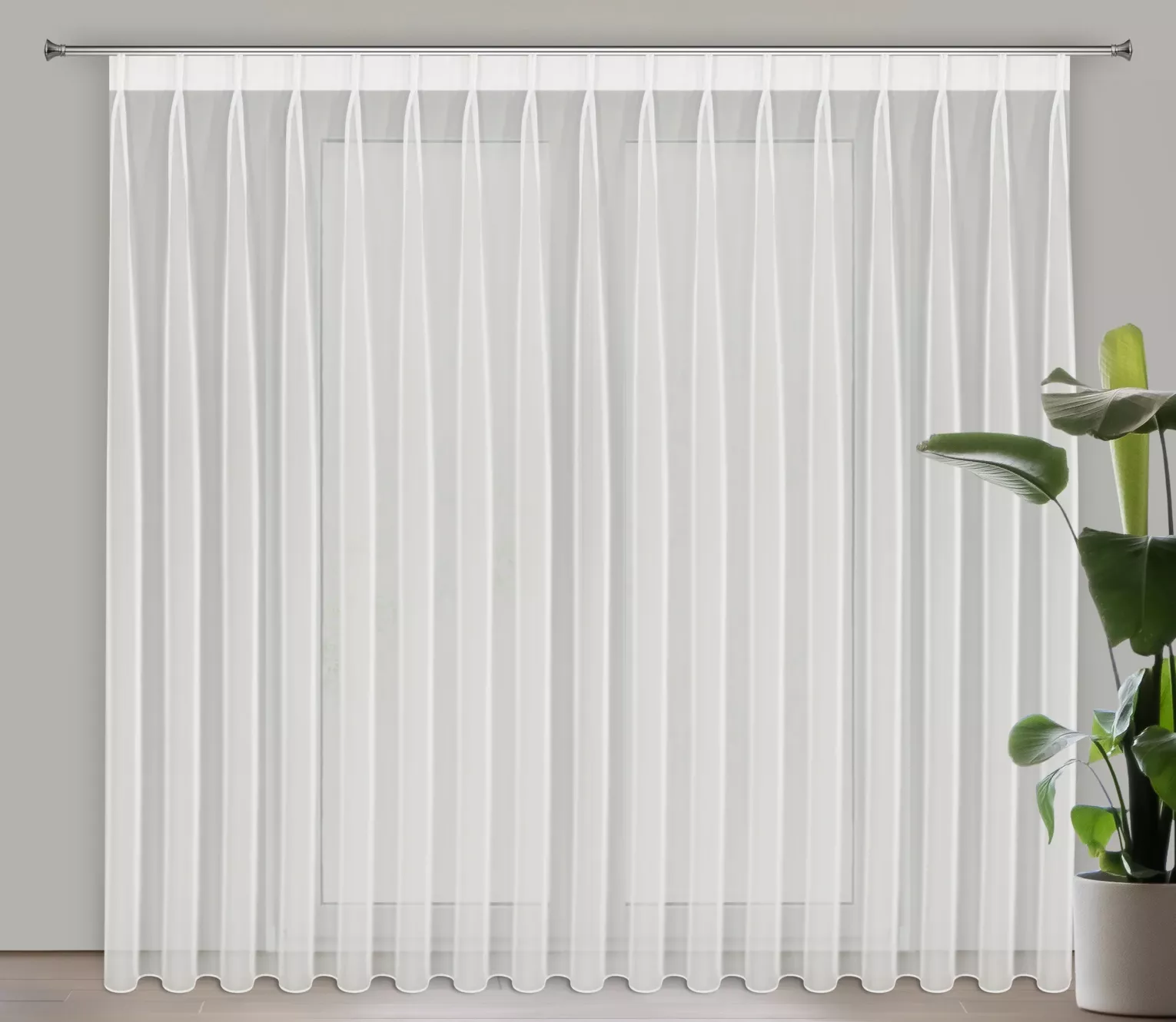 Firana kremowa z gładkiego mlecznego woalu wykończona szwem obciążającym VIOLET 300x220 cm flex 1:2 Eurofirany