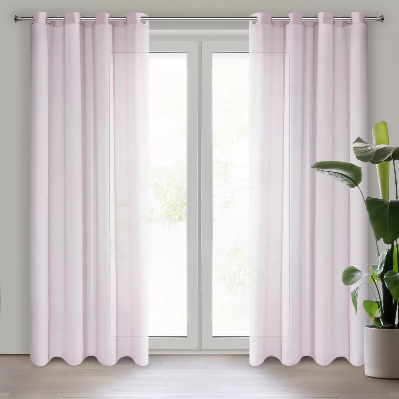 Dekoracja okienna różowa z gładkiej etaminy 140x250 cm przelotka ESIM Eurofirany