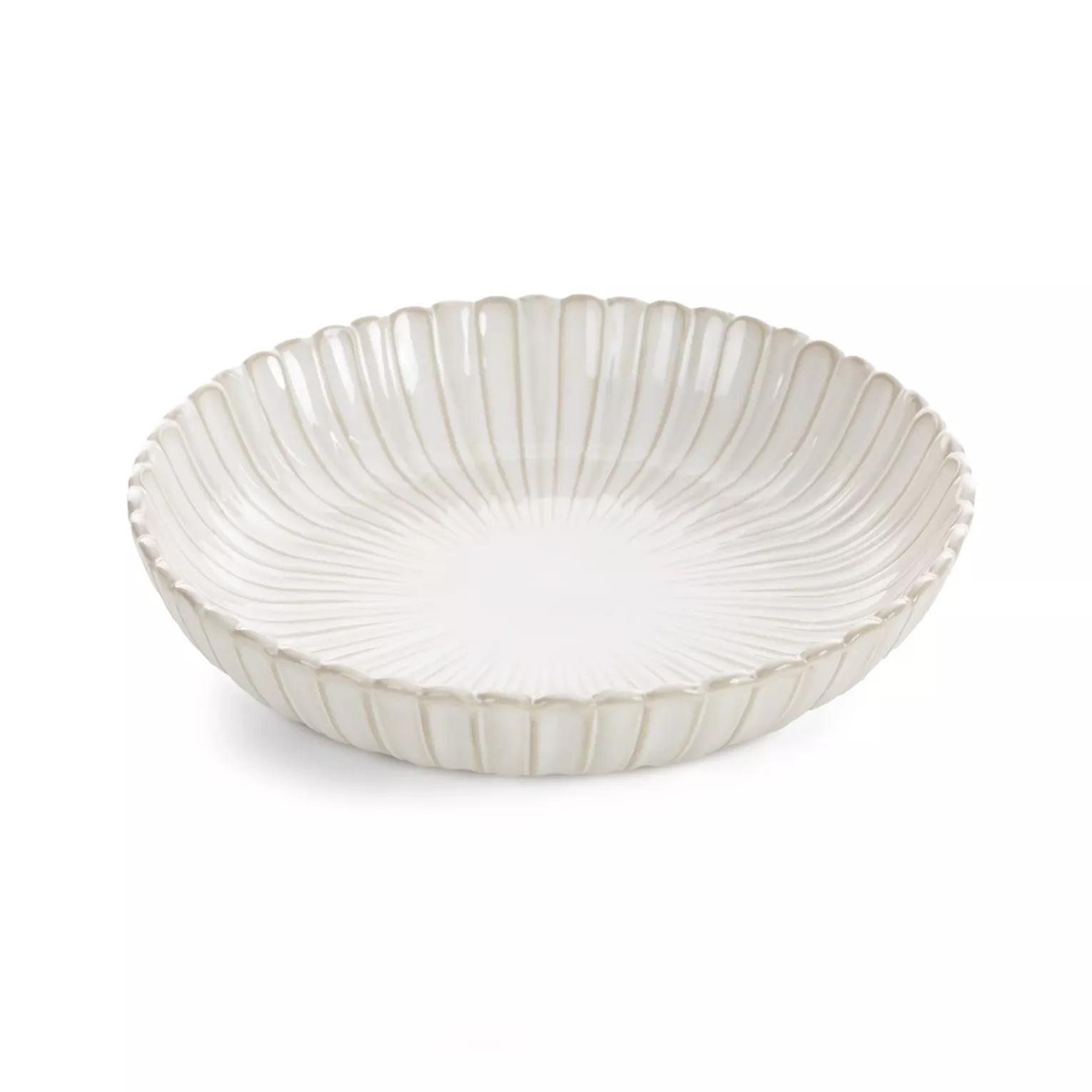 Misa ceramiczna dekoracyjna kremowa  z przecieranym wzorem w stylu eko średnica 24x5 cm AVRIL  Eurofirany