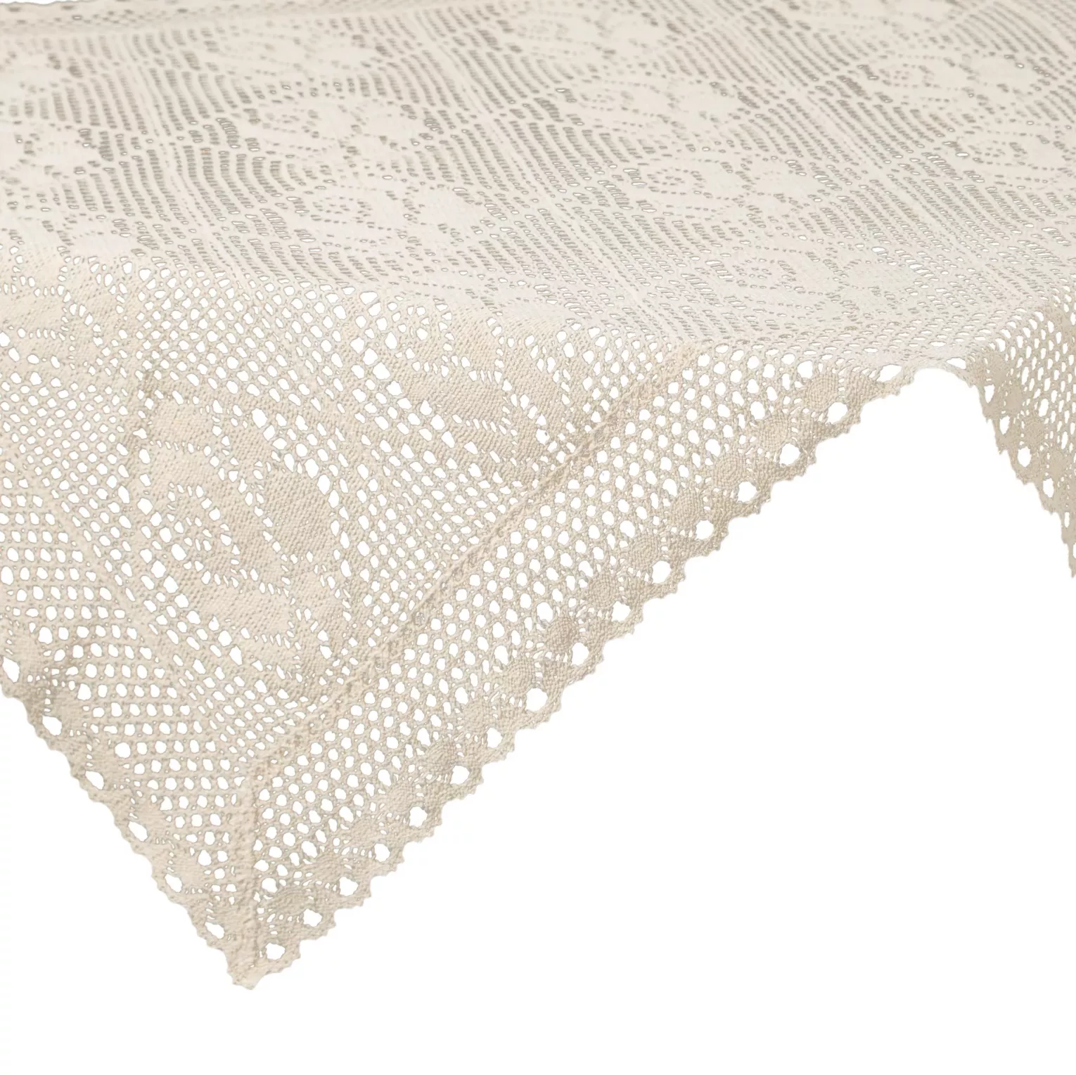 Bieżnik na stół 85x85 cm  jasnobeżowy ażurowy ROSALY w stylu boho Eurofirany