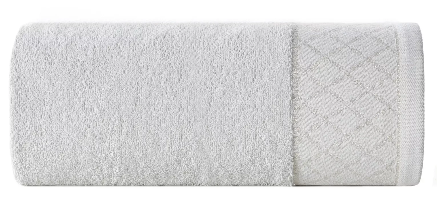 Ręcznik do rąk 30x50 cm bawełniany kolor srebrny zdobiony wzorem geometrycznym 500 g/m2 LAYLA Eurofirany