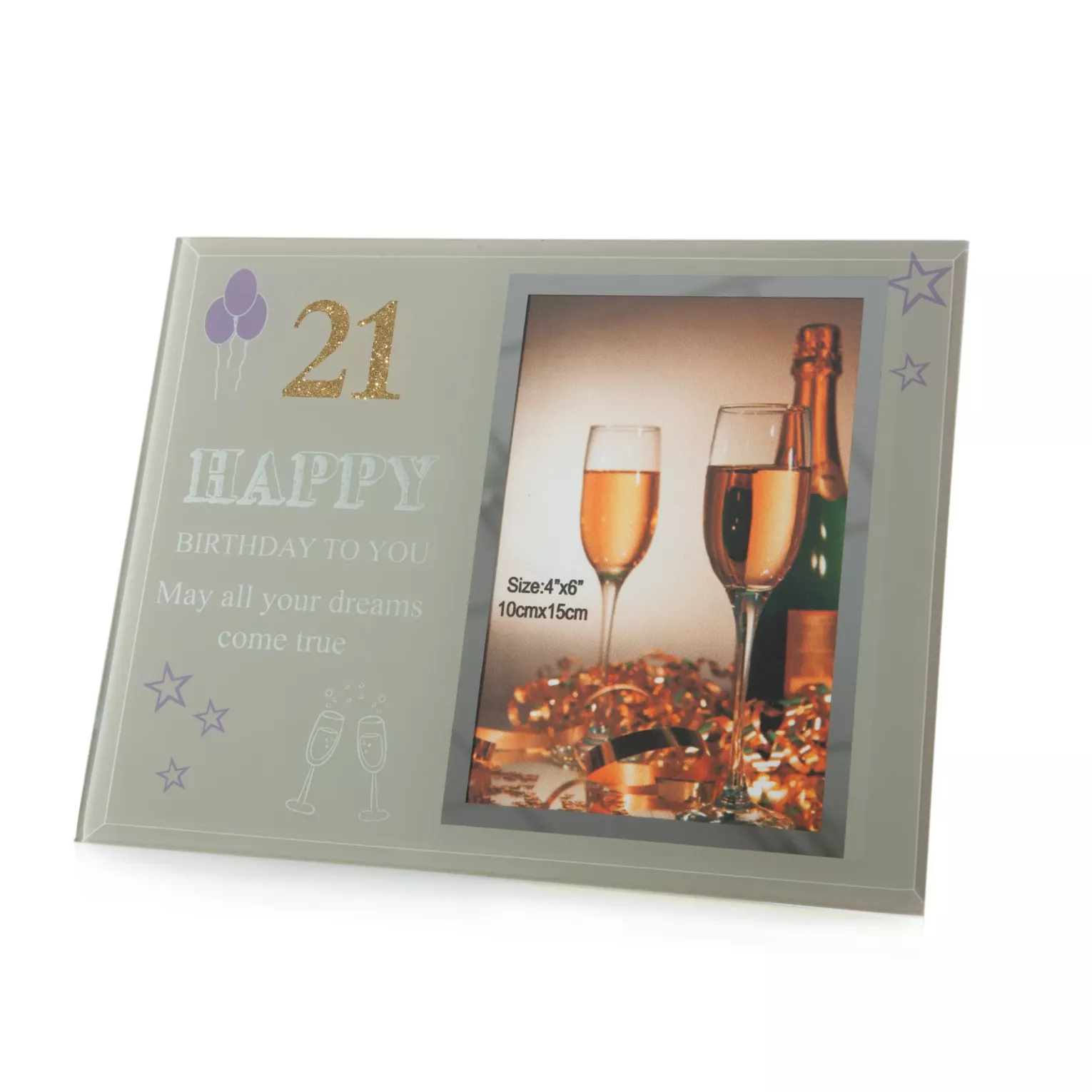 Ramka szklana szara 23x1x18 cm BIRTHDAY 2 Eurofirany