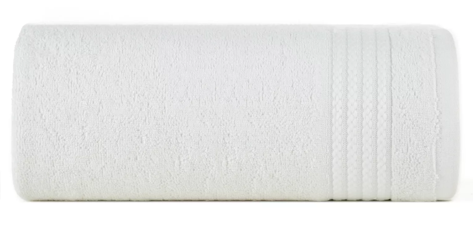 Ręcznik kąpielowy 50x90 cm bawełniany kolor kremowy zdobiony błyszczącą bordiurą 550 g/m2 LARIS Eurofirany