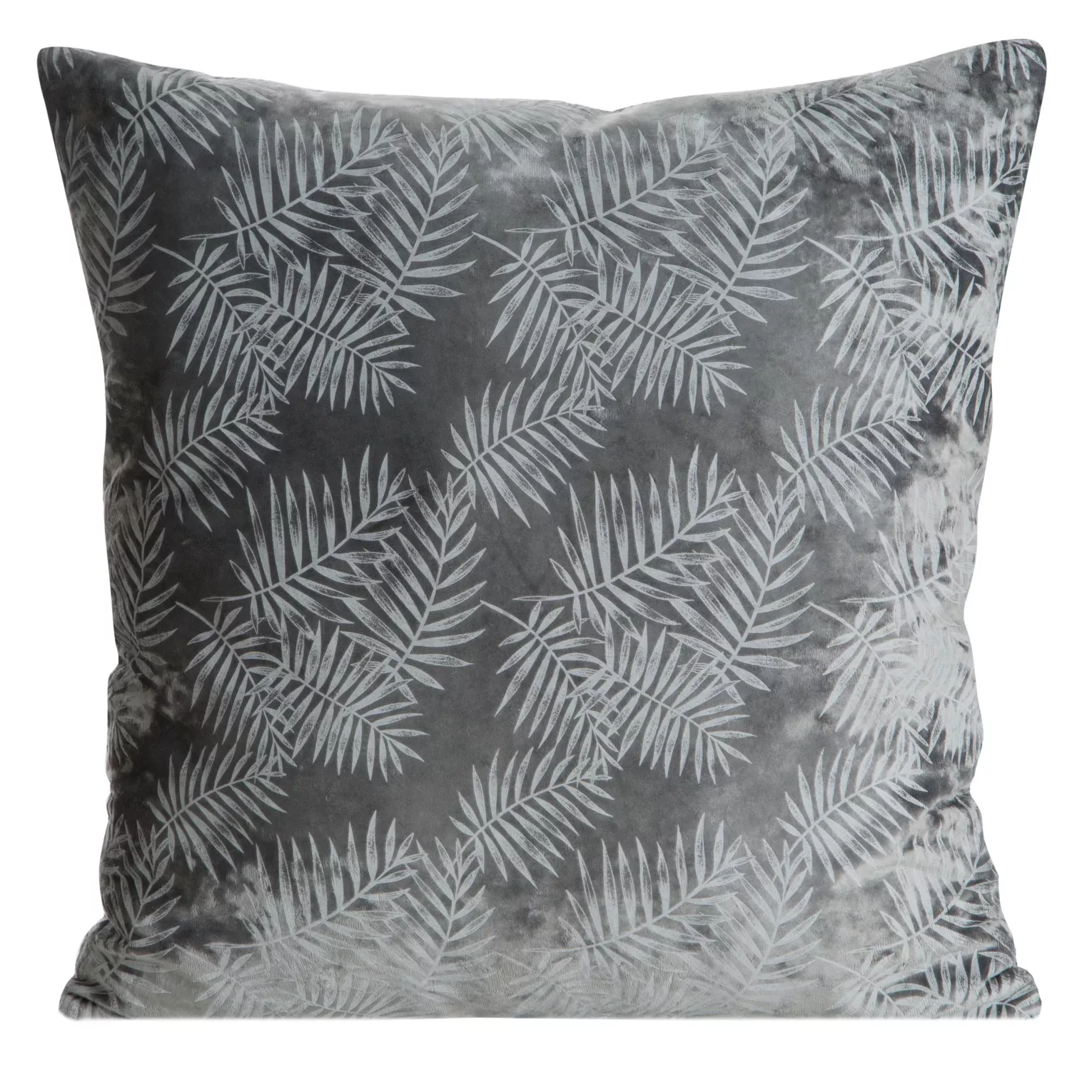 Poszewka na poduszkę 45x45 cm welwetowa z miękkiego welwetu z nadrukiem liści palmy grafitowa VELVET 74 EUROFIRANY PREMIUM