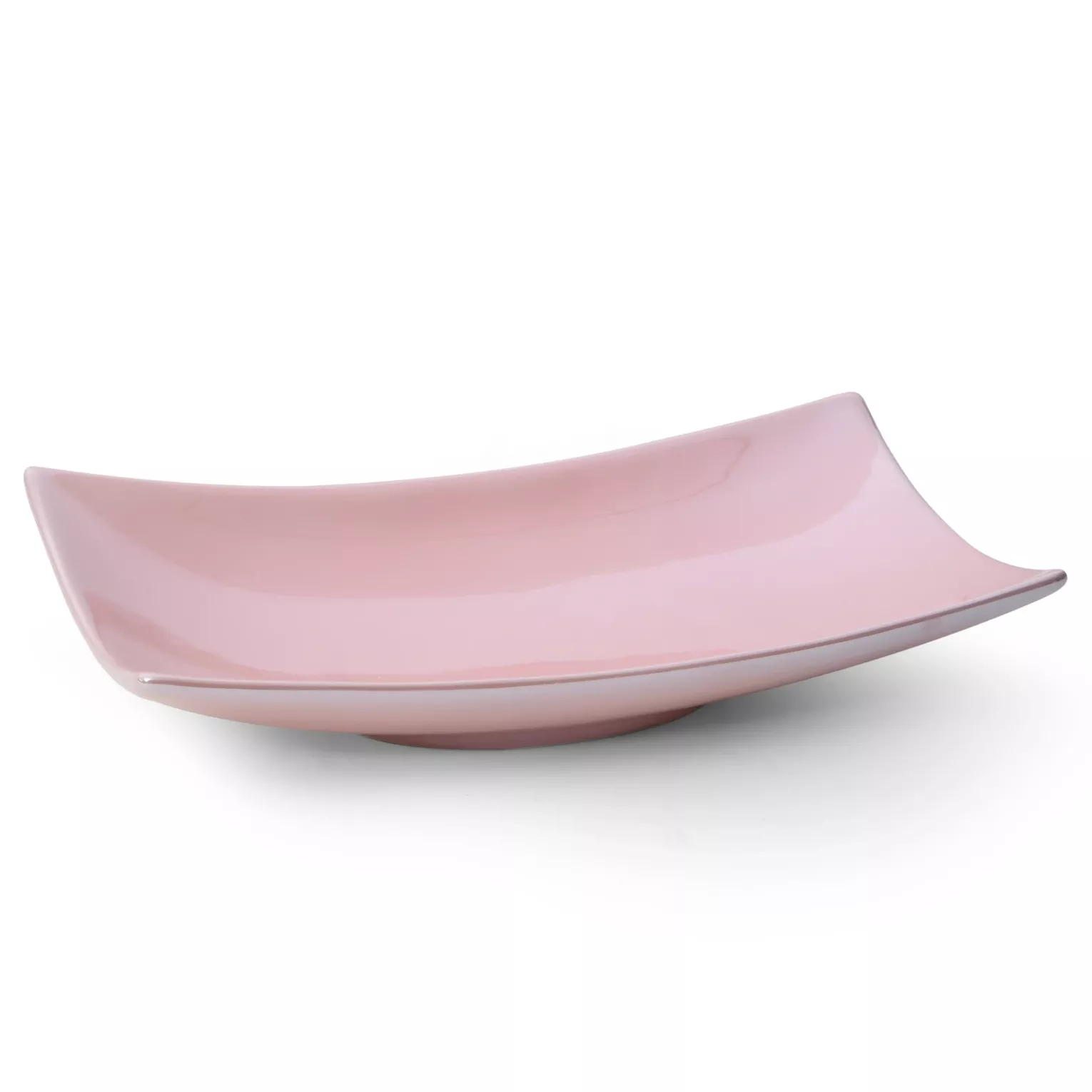 Patera ceramiczna dekoracyjna różowa z perłowym połyskiem 31x17x7 cm Eurofirany