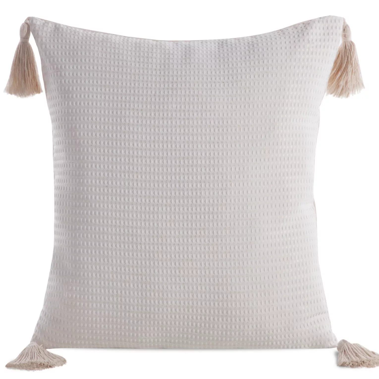 Poszewka na poduszkę 45x45 cm bawełniana, dwustronna z chwostami na brzegach kremowa BOHO Eurofirany